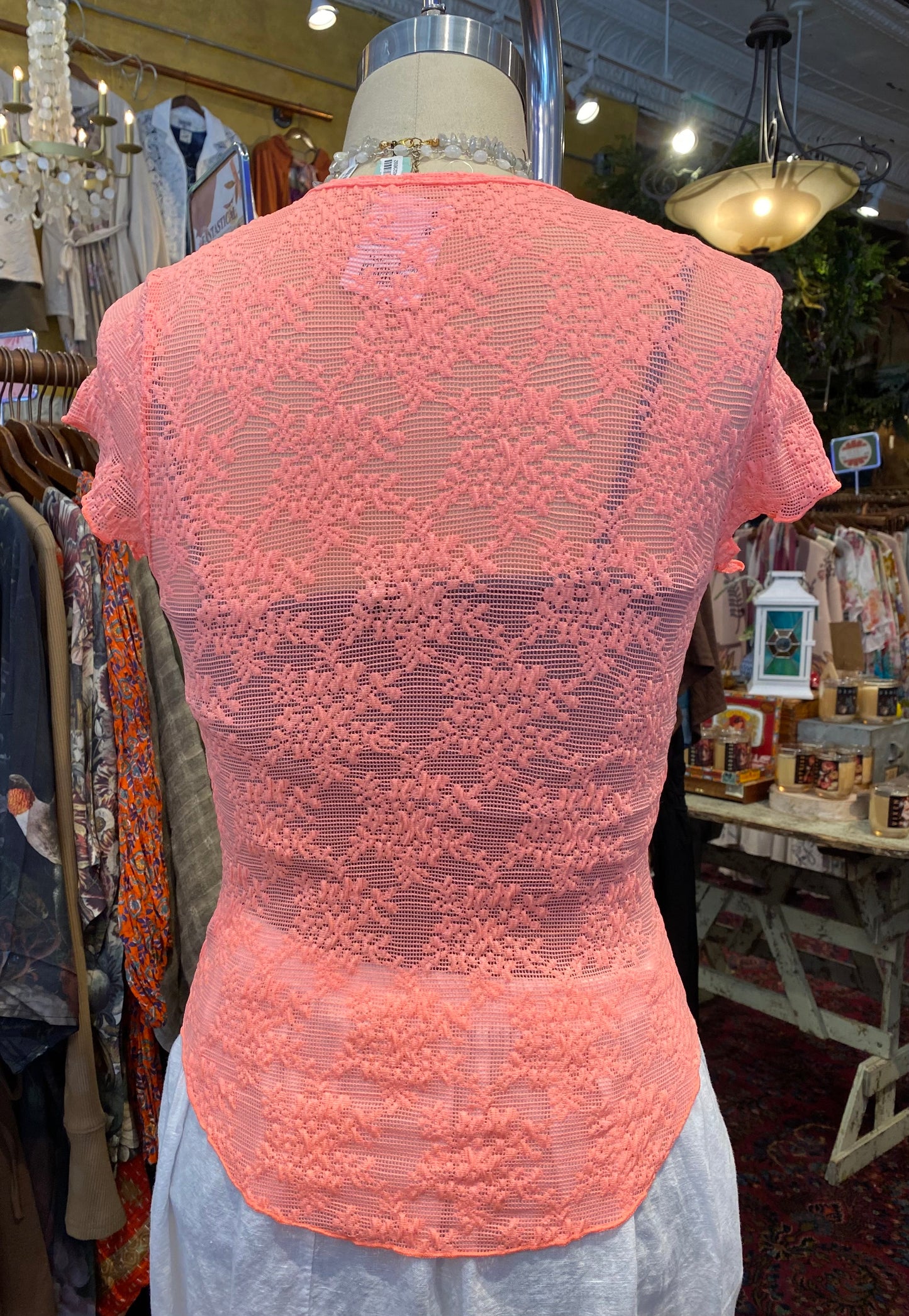Ready To Go Lace Tee - Flamingo Pink
