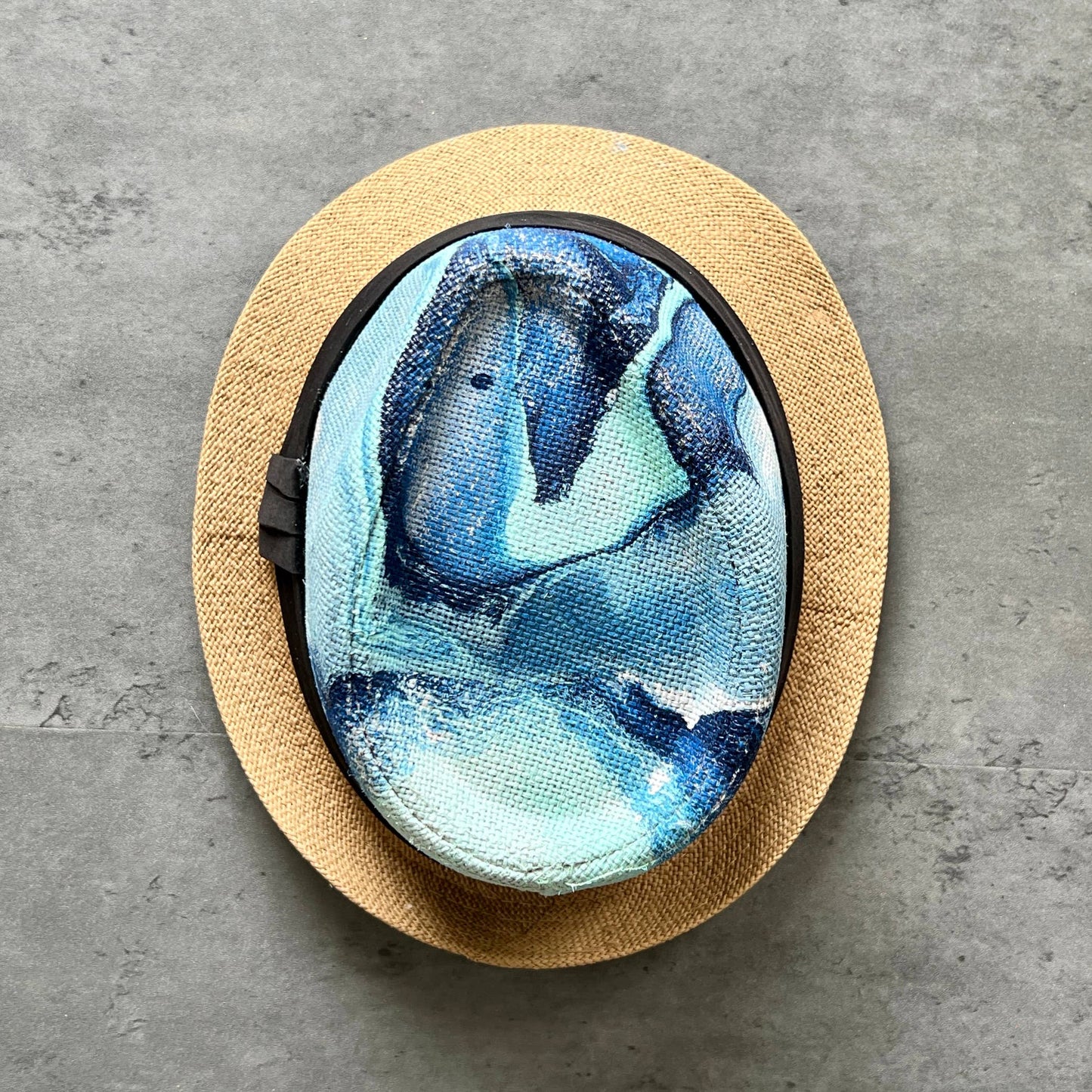 Marbled Straw Fedora - Blue
