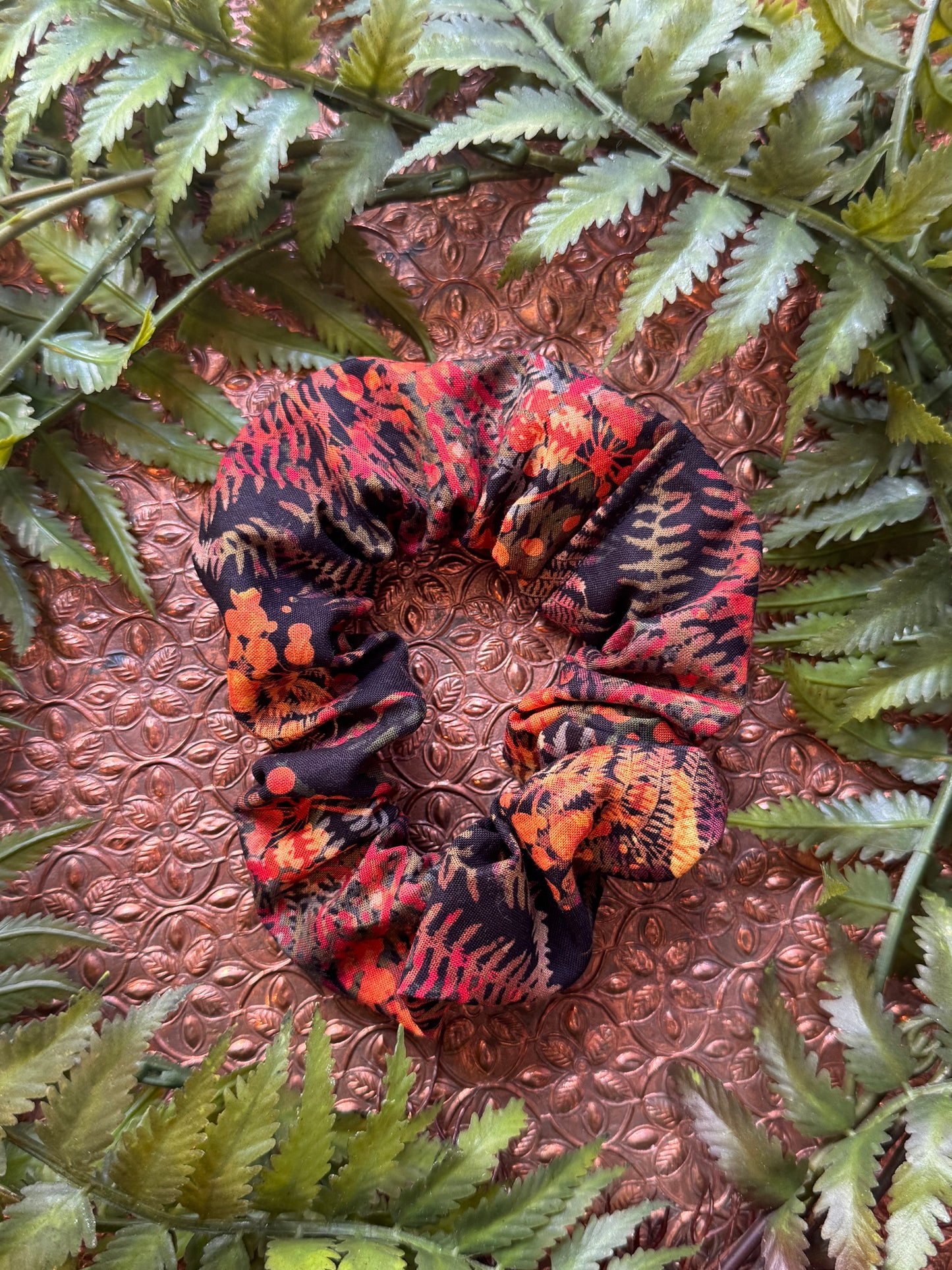 Red / Yellow / Orange Fern Scrunchie #SS25 (2)*