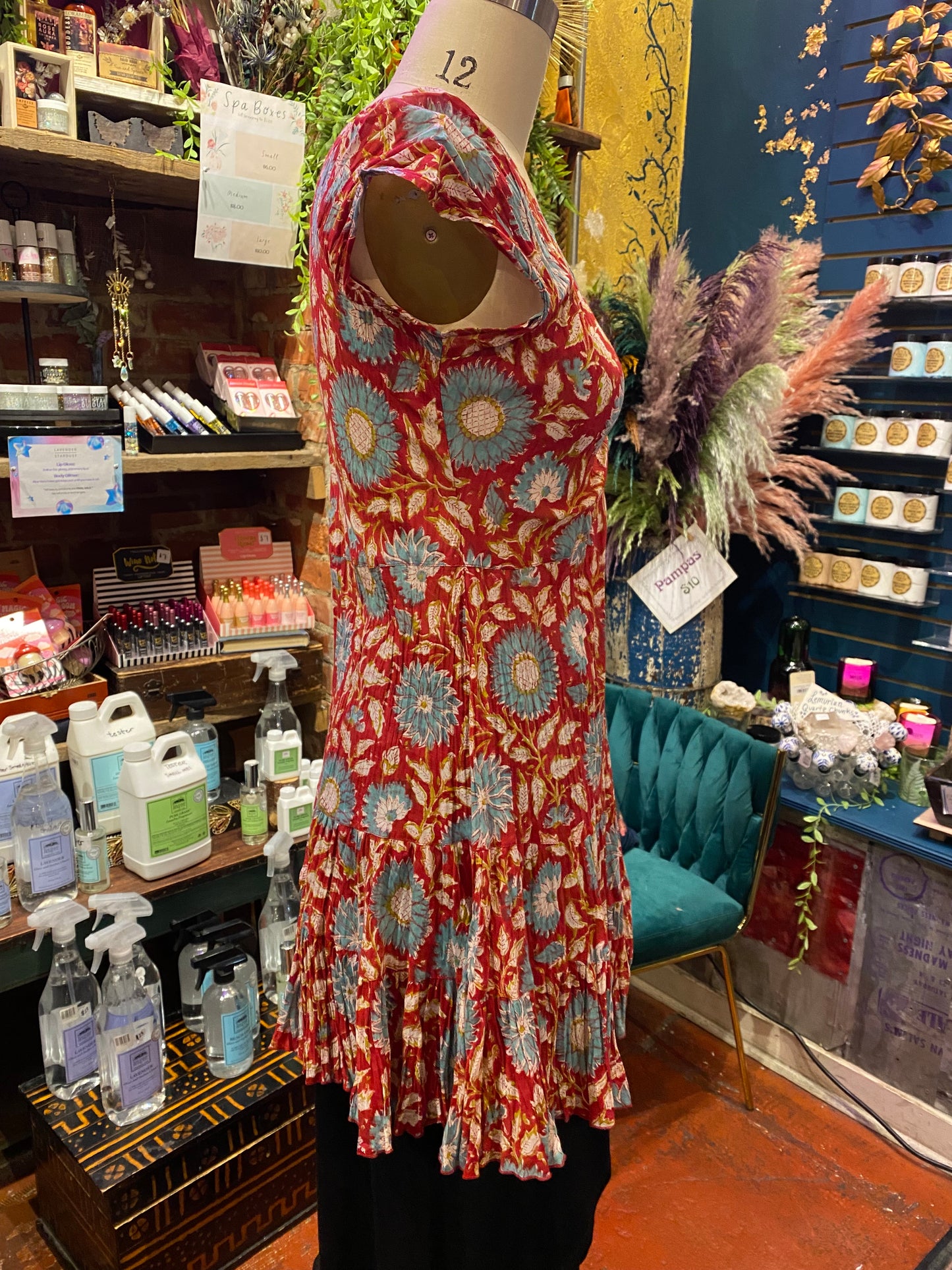 Paloma Tunic Cap Sleeve - Red & Turquoise Floral