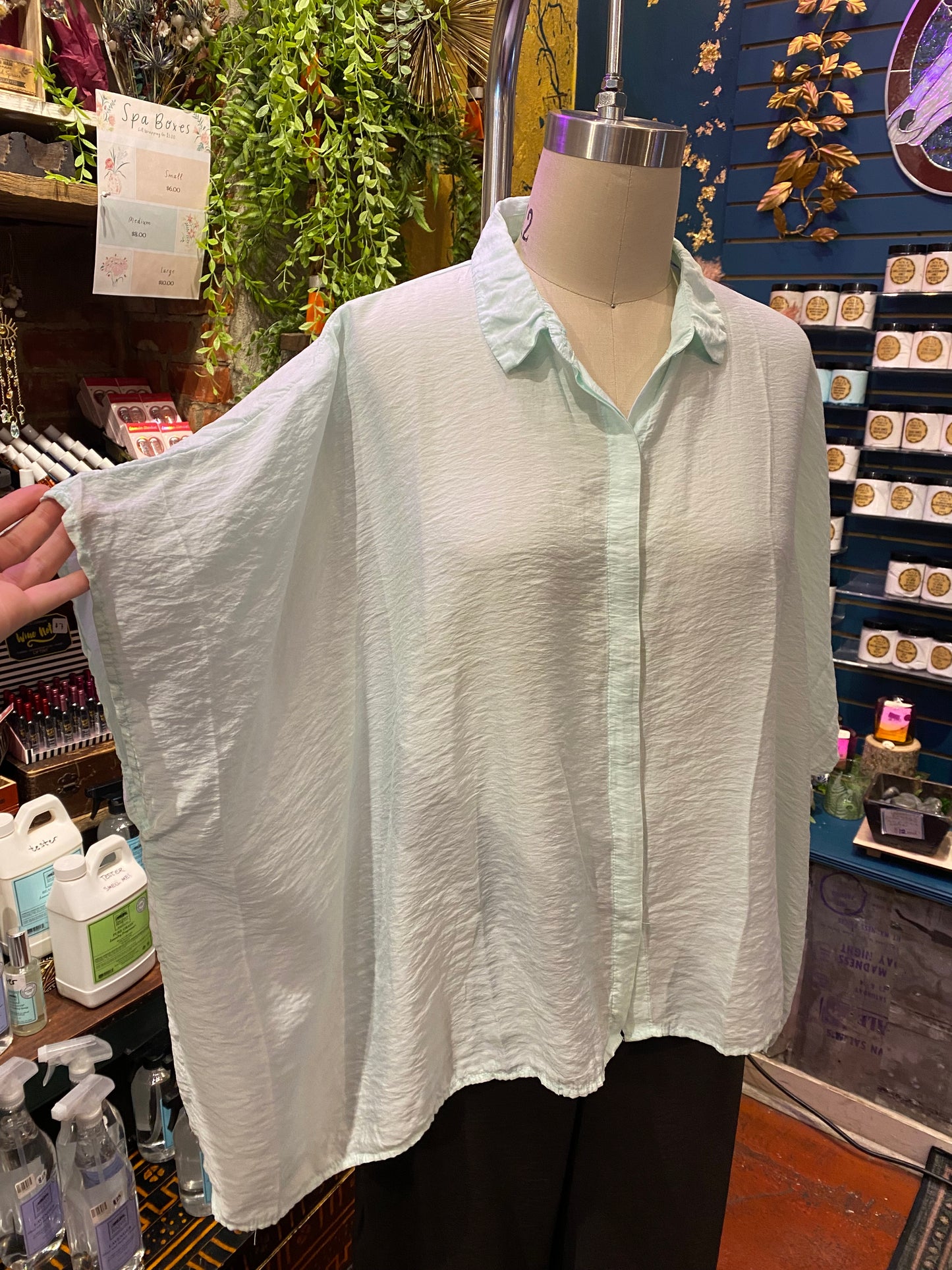 Oversized Button-Down Shirt - Fountain