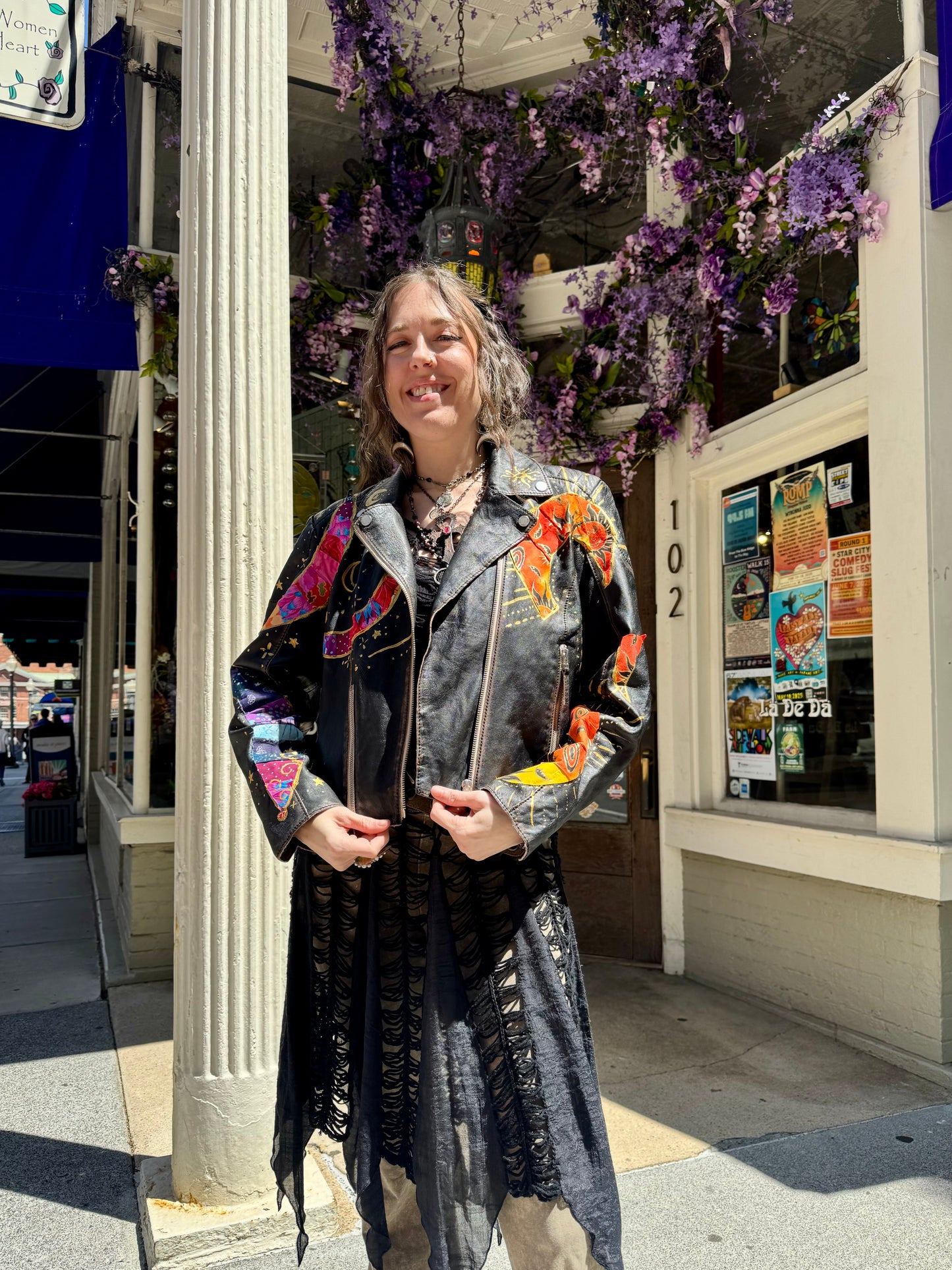 Celestial & Floral M. Leather Jacket -Debi Samuels*