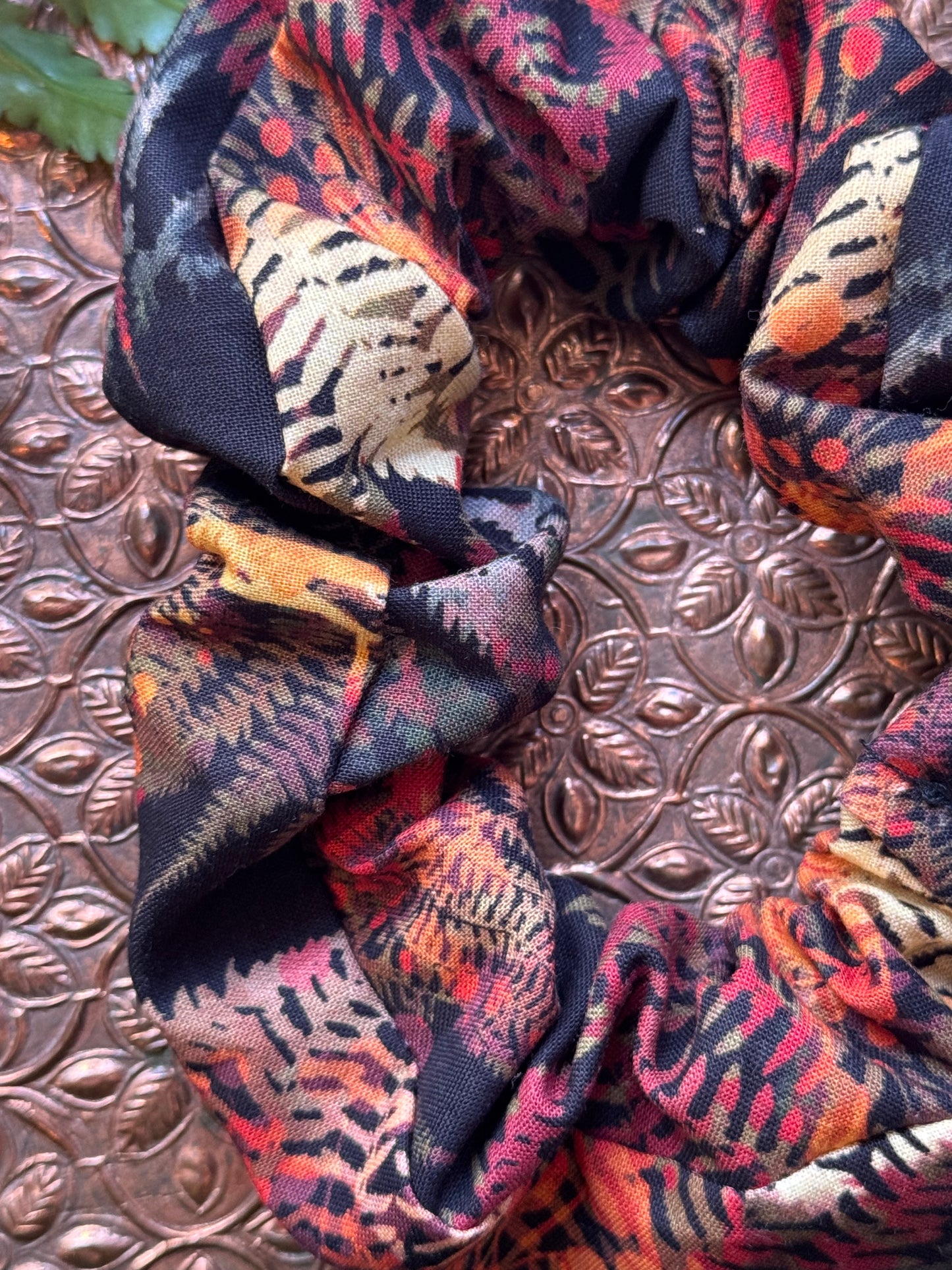 Red / Yellow / Orange Fern Scrunchie #SS25 (2)*