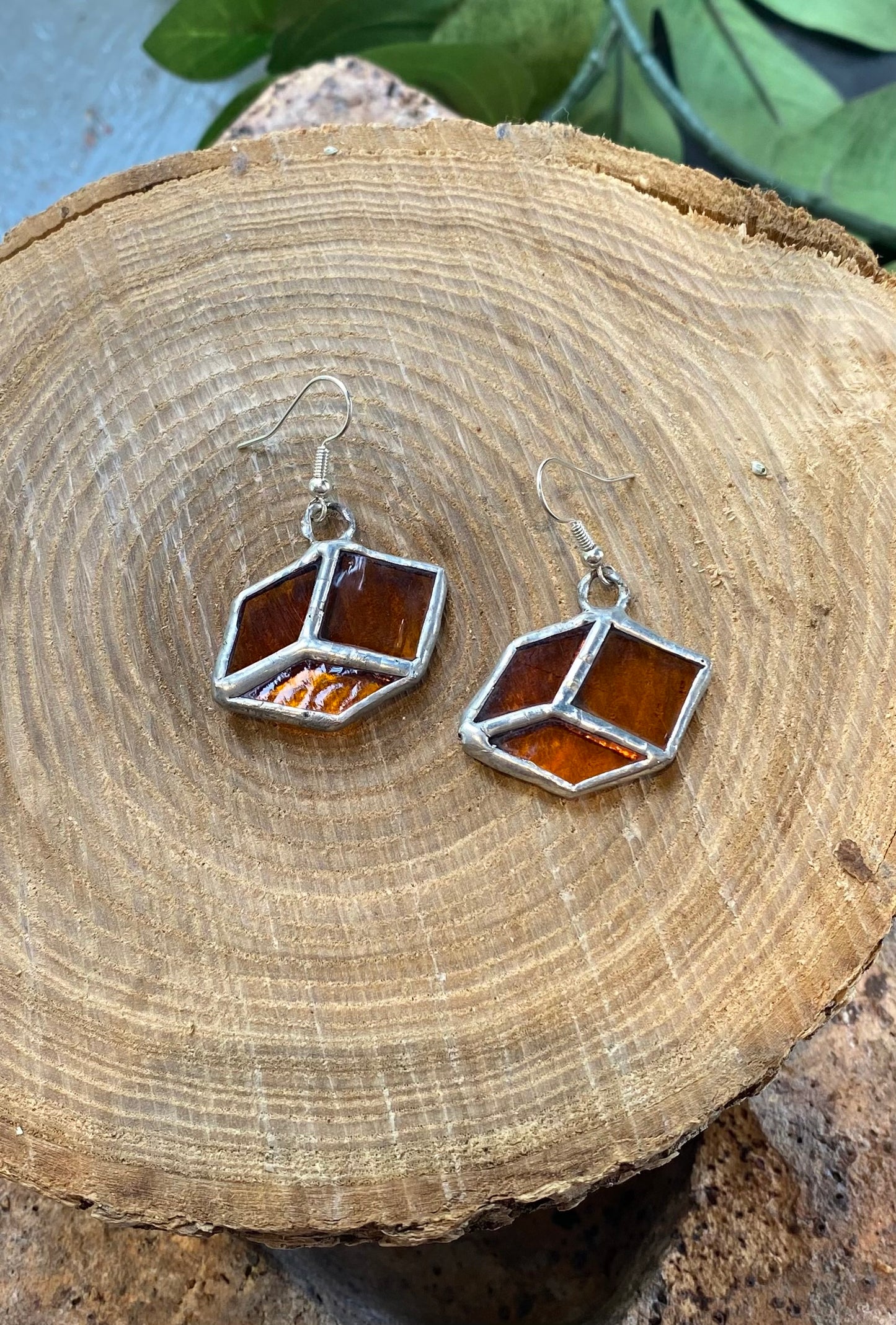 Cube Stained Glass Earrings - KC13*