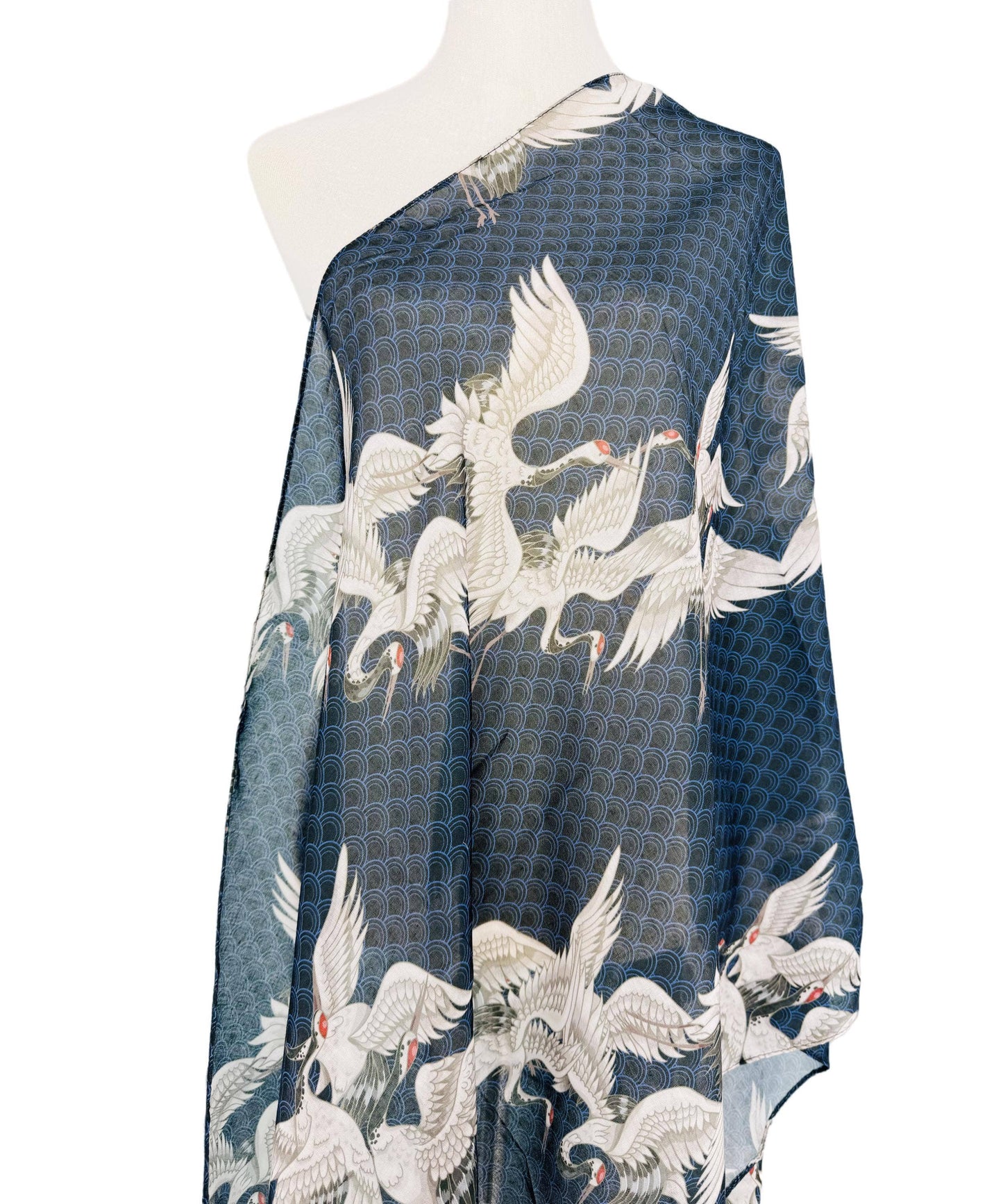 Navy-White Crane Scarf