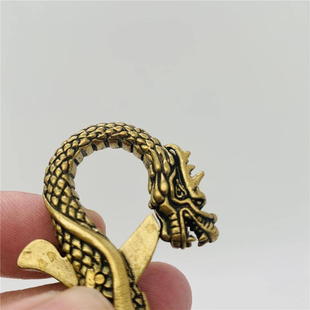 Brass Dragon Shaped Keychain - Tap buckle