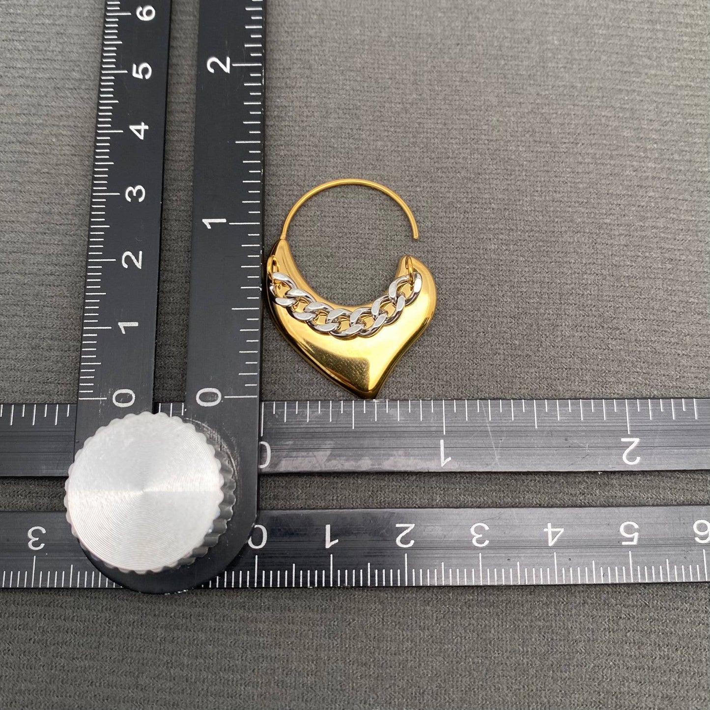 Two-tone Chain Heart 18K Gold Plated S.Steel Earrings - FGS