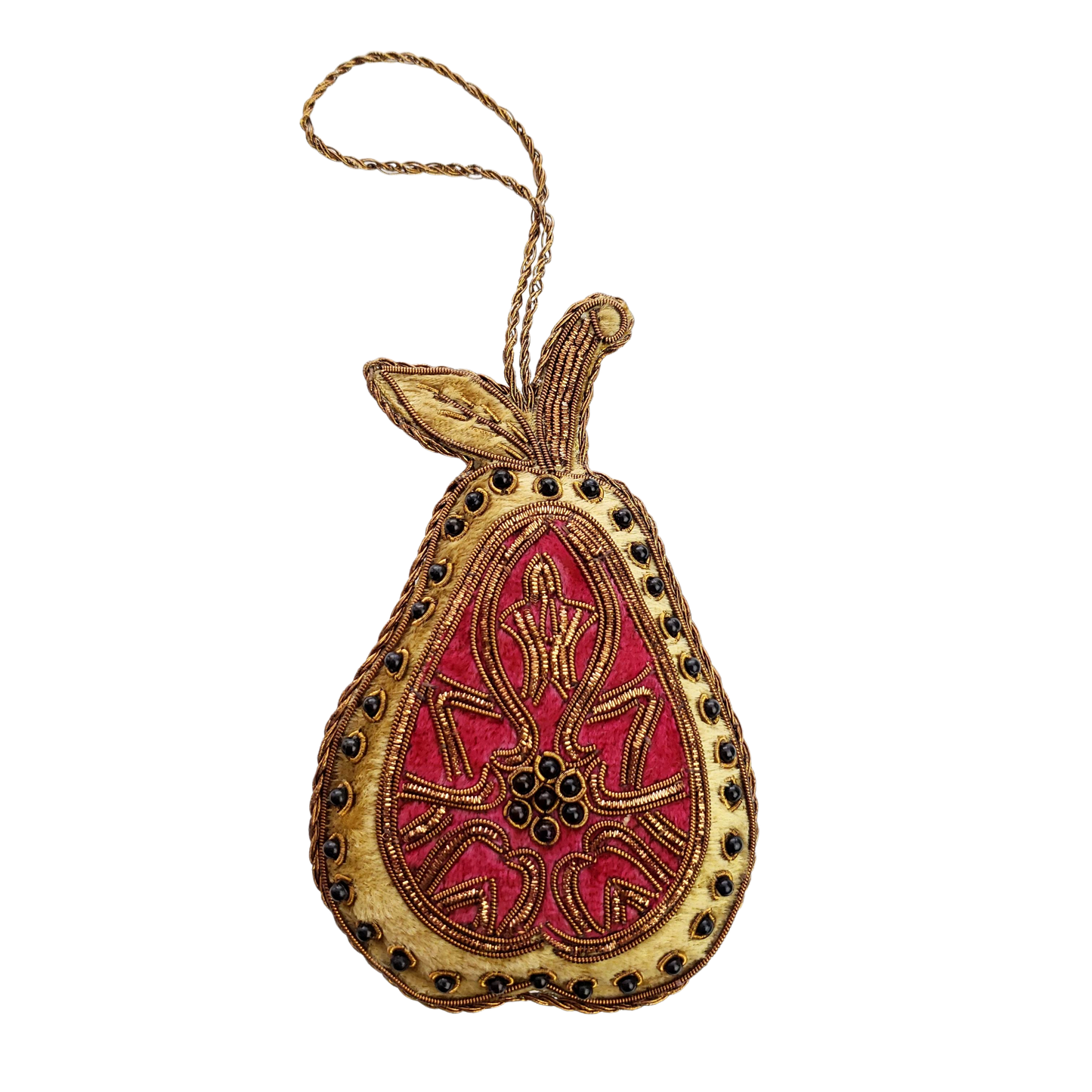 Embroidered Pear Christmas Ornament