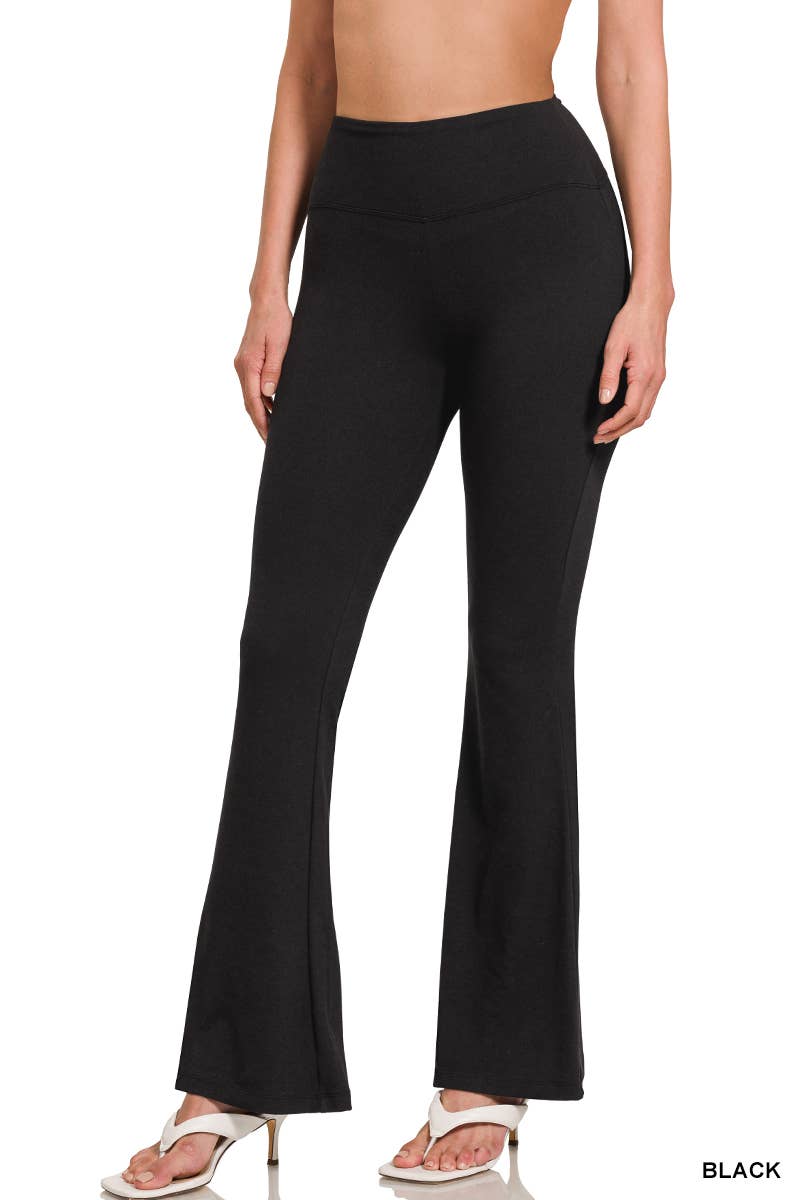 Buttery Soft Flare Leg High Waist Yoga Pants - Black