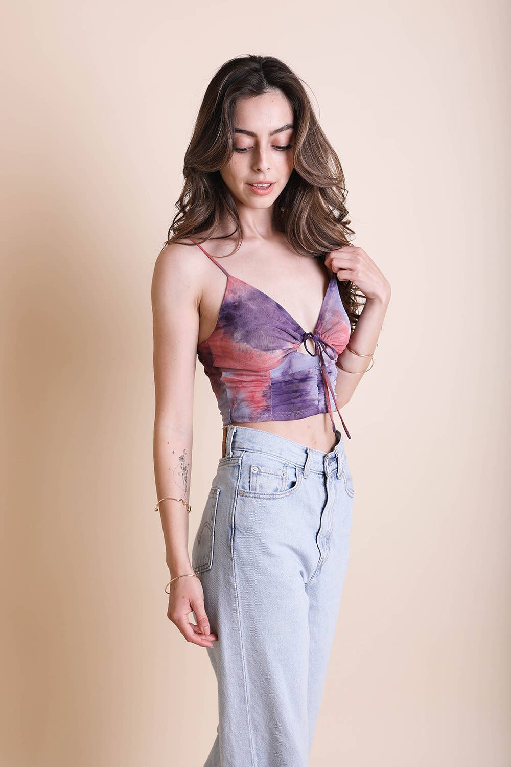 Tie Dye Keyhole Front Brami Top – Bold, Stylish, Unique🌸 - Coral Purple