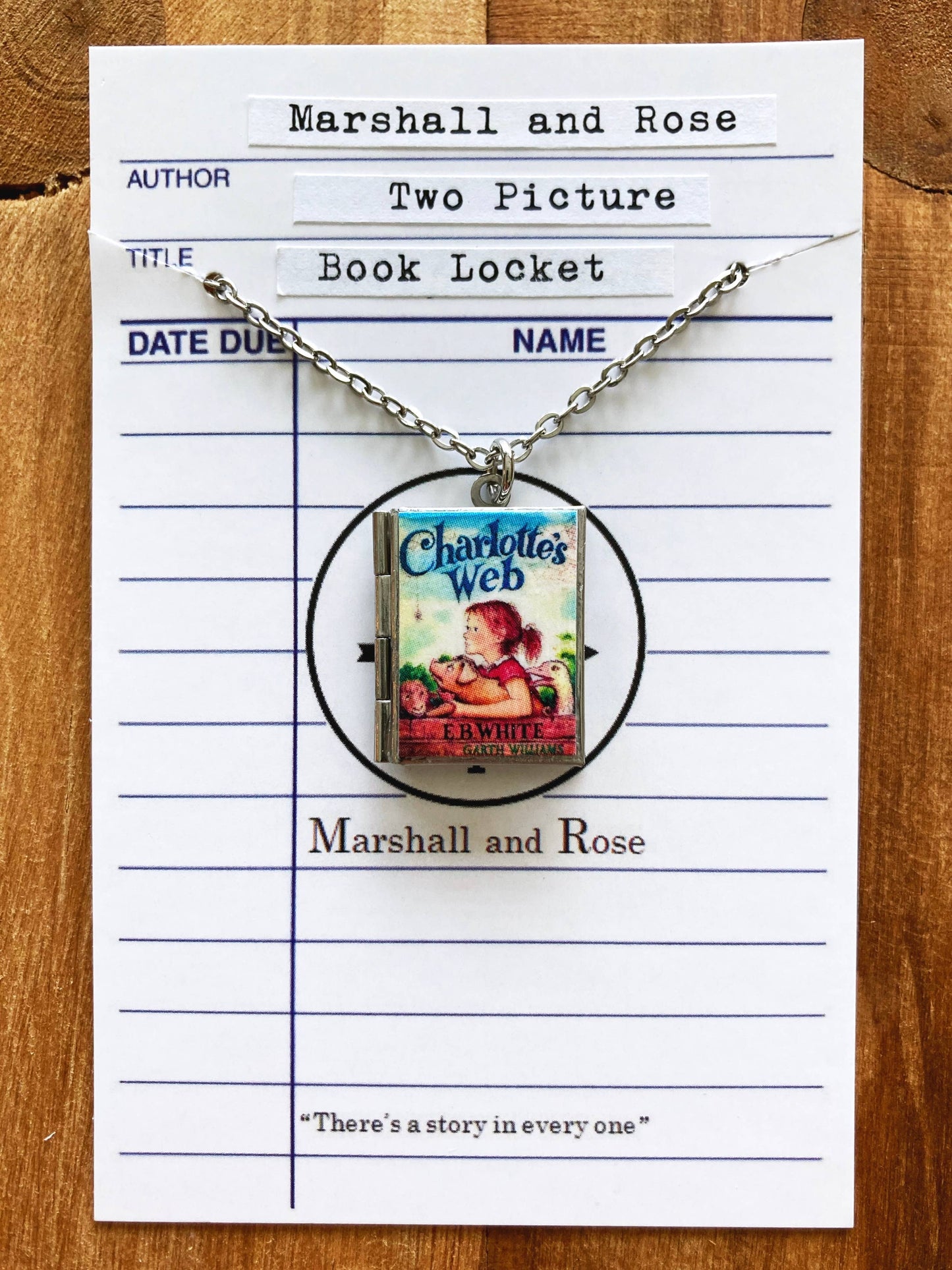 Book Locket Charlotte's Web - Stainless Steel