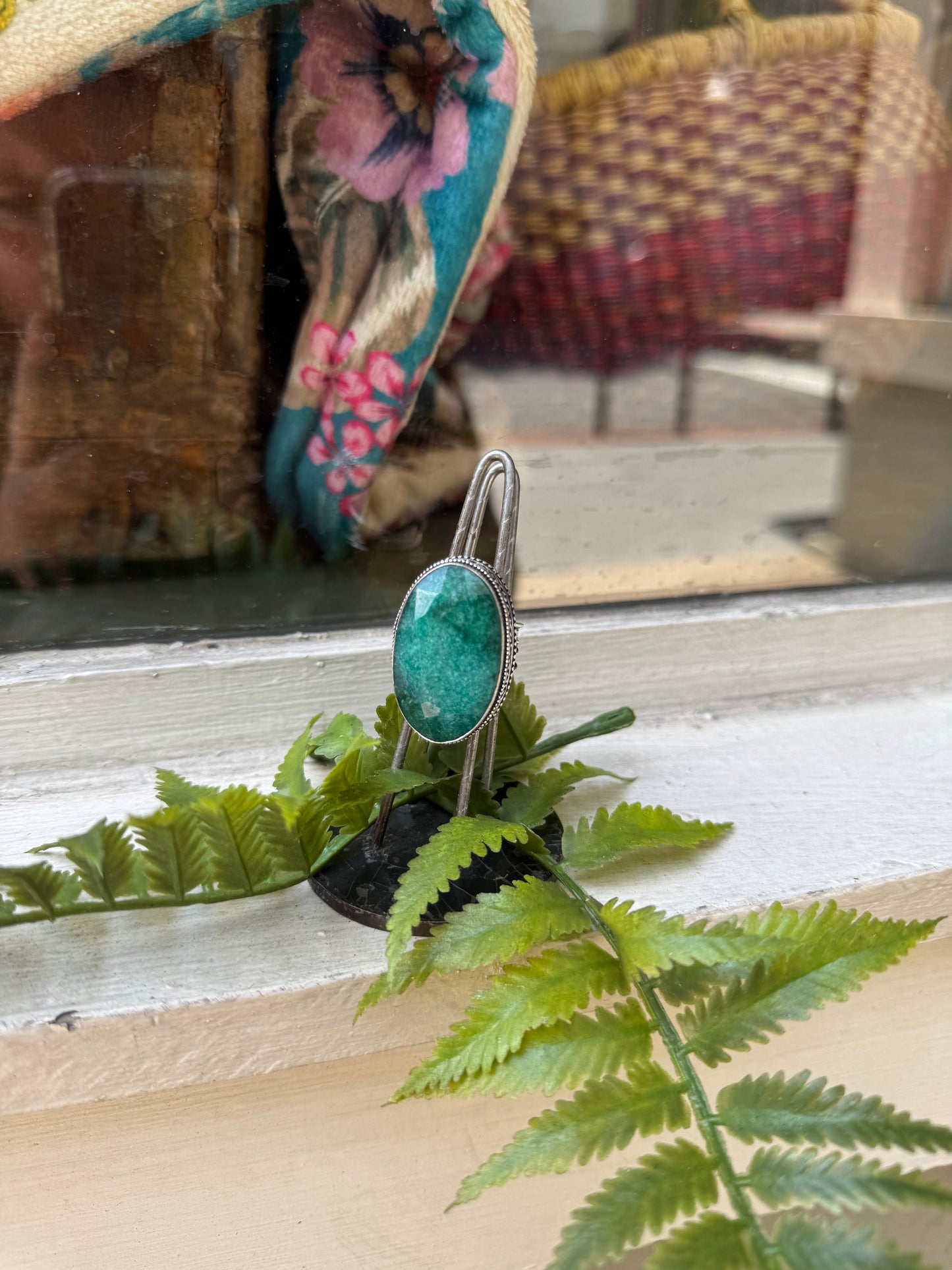 Oval Emerald Silver Ring
