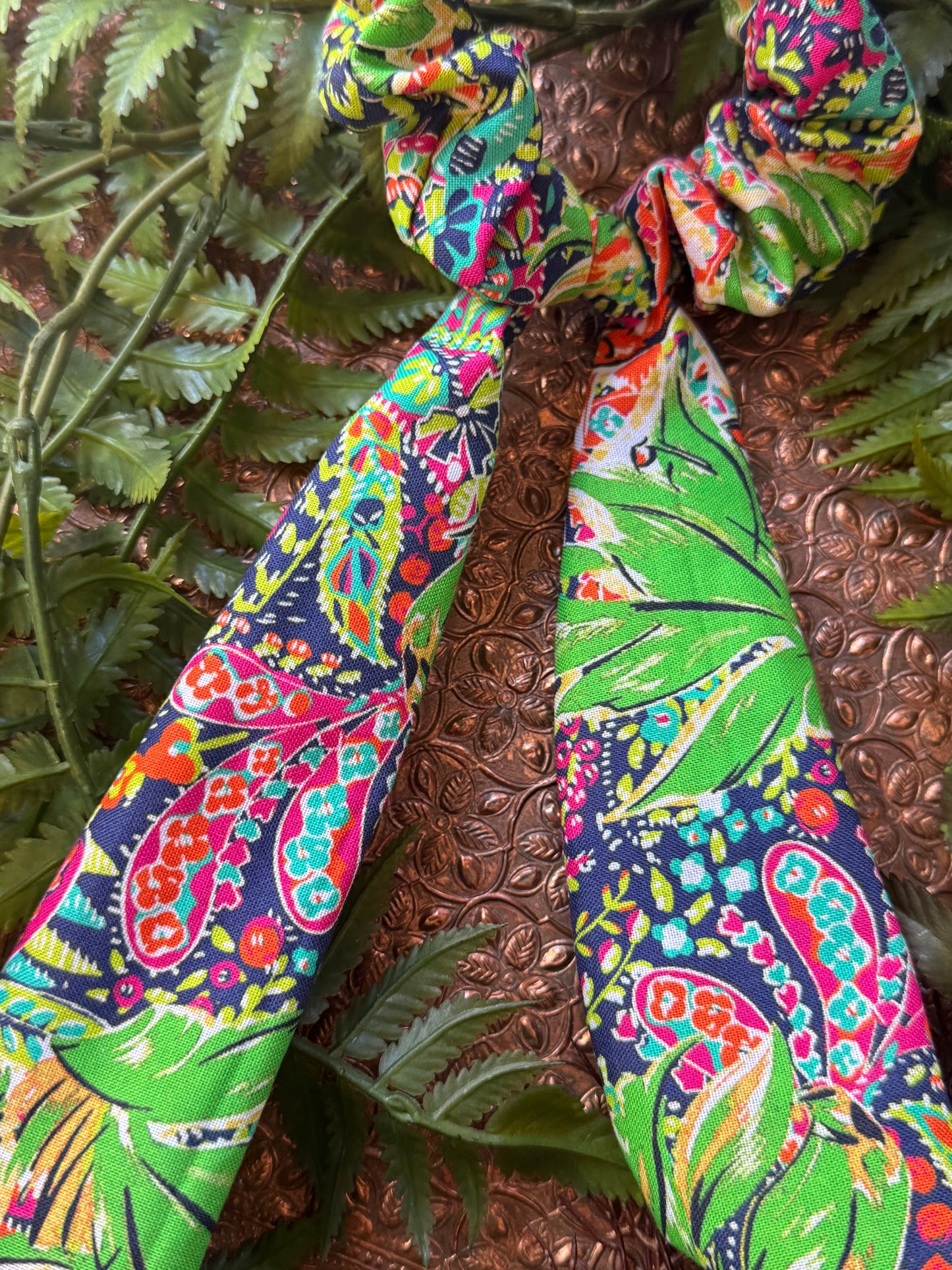 Tiger / Lime Green Scrunchie Scarf #SS12*