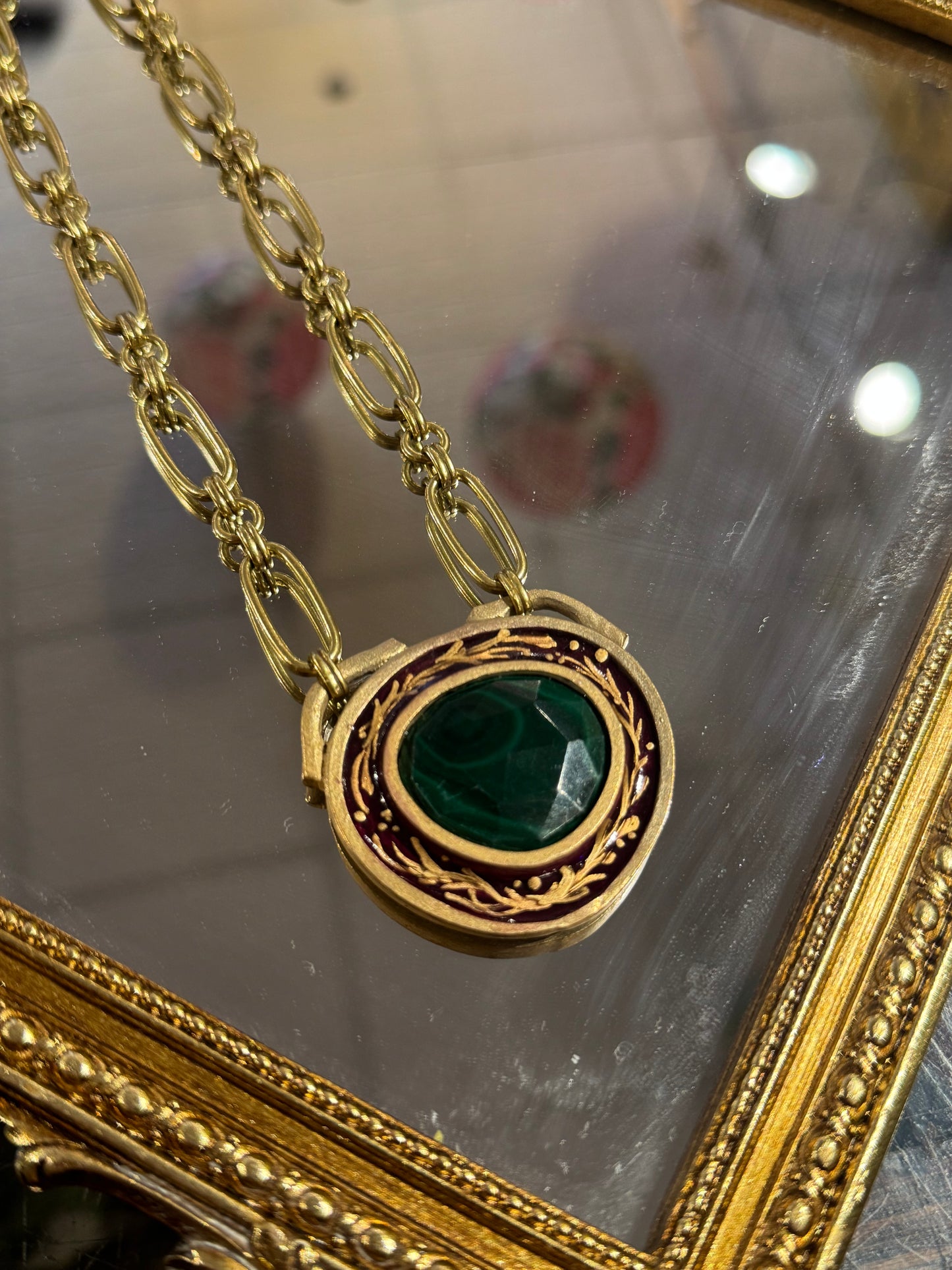 Handpainted Malachite Statement Necklace