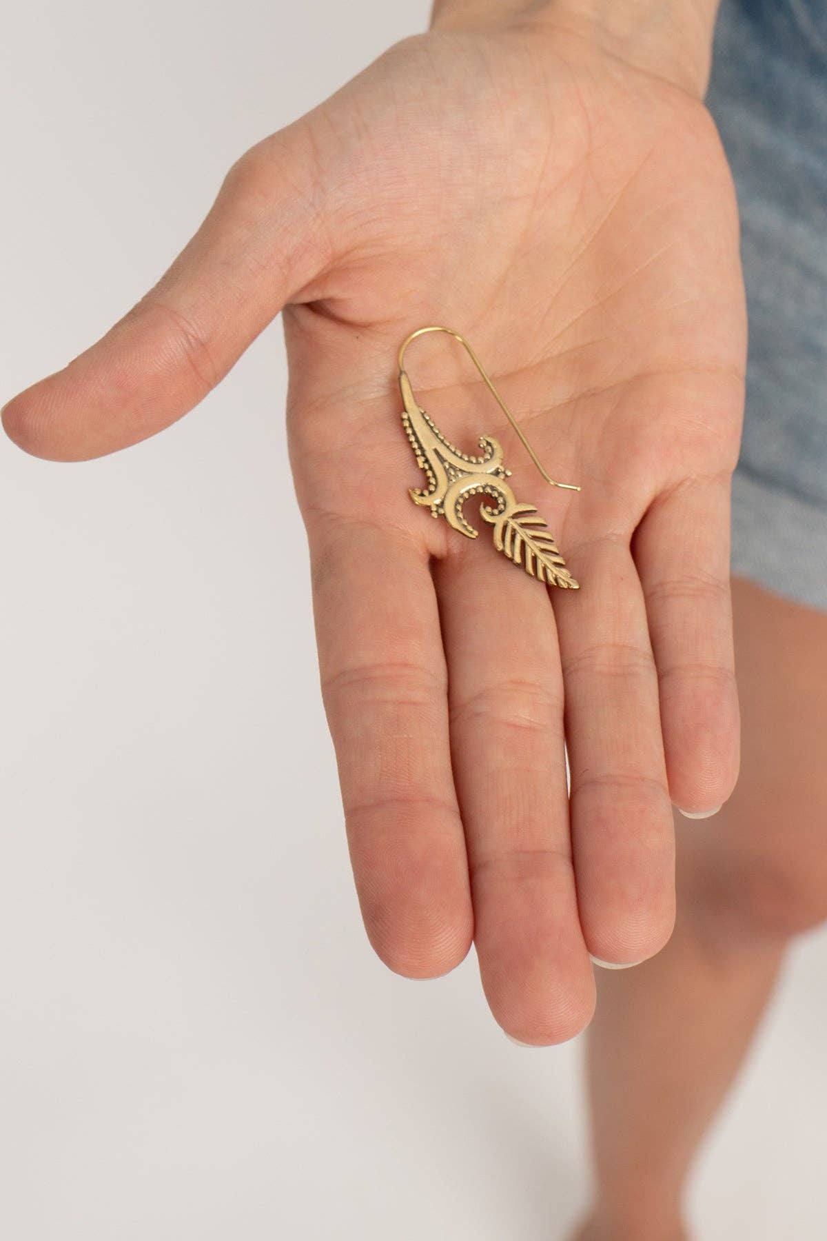 Gold Feather Earrings