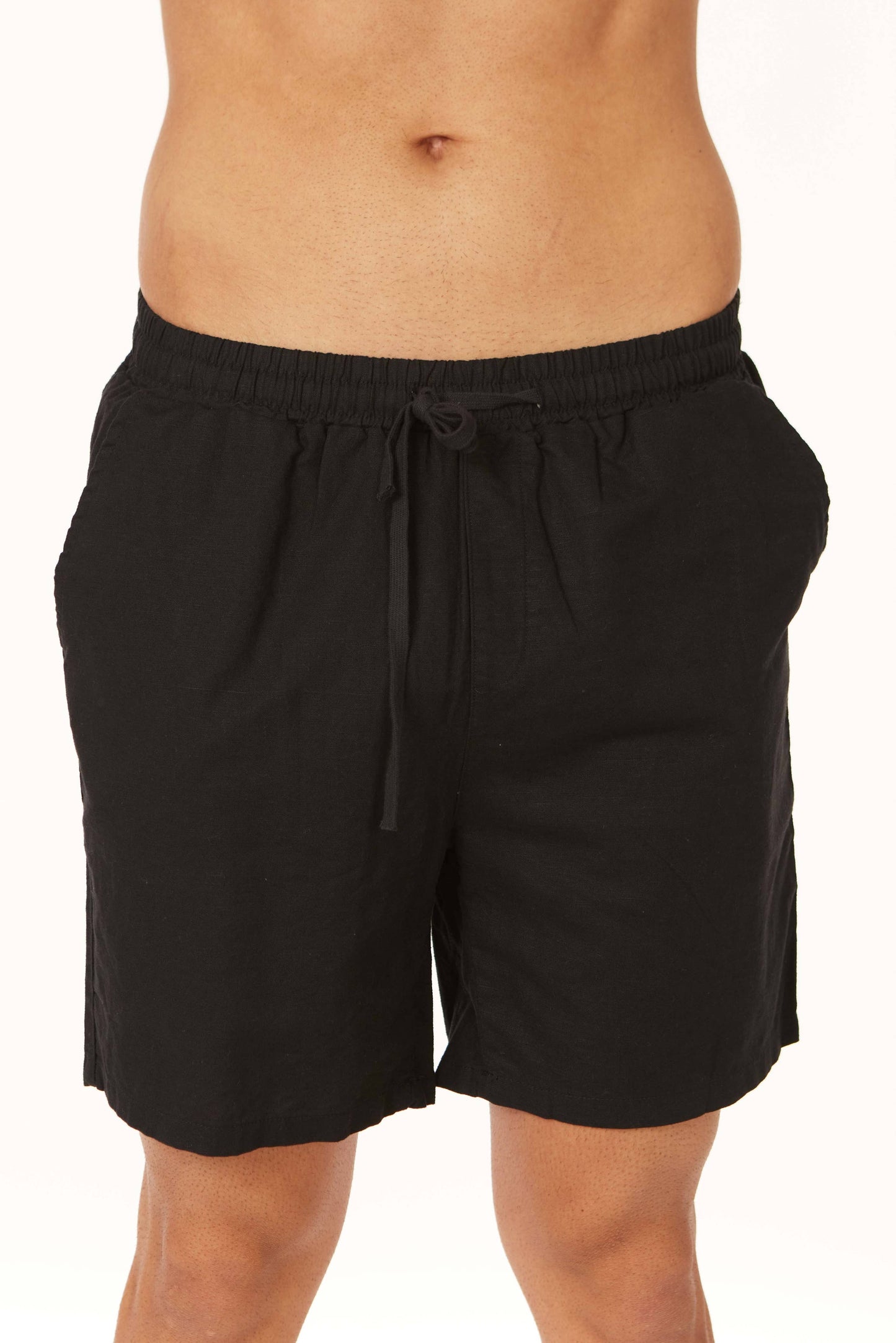 Men's Linen blend Shorts - Black