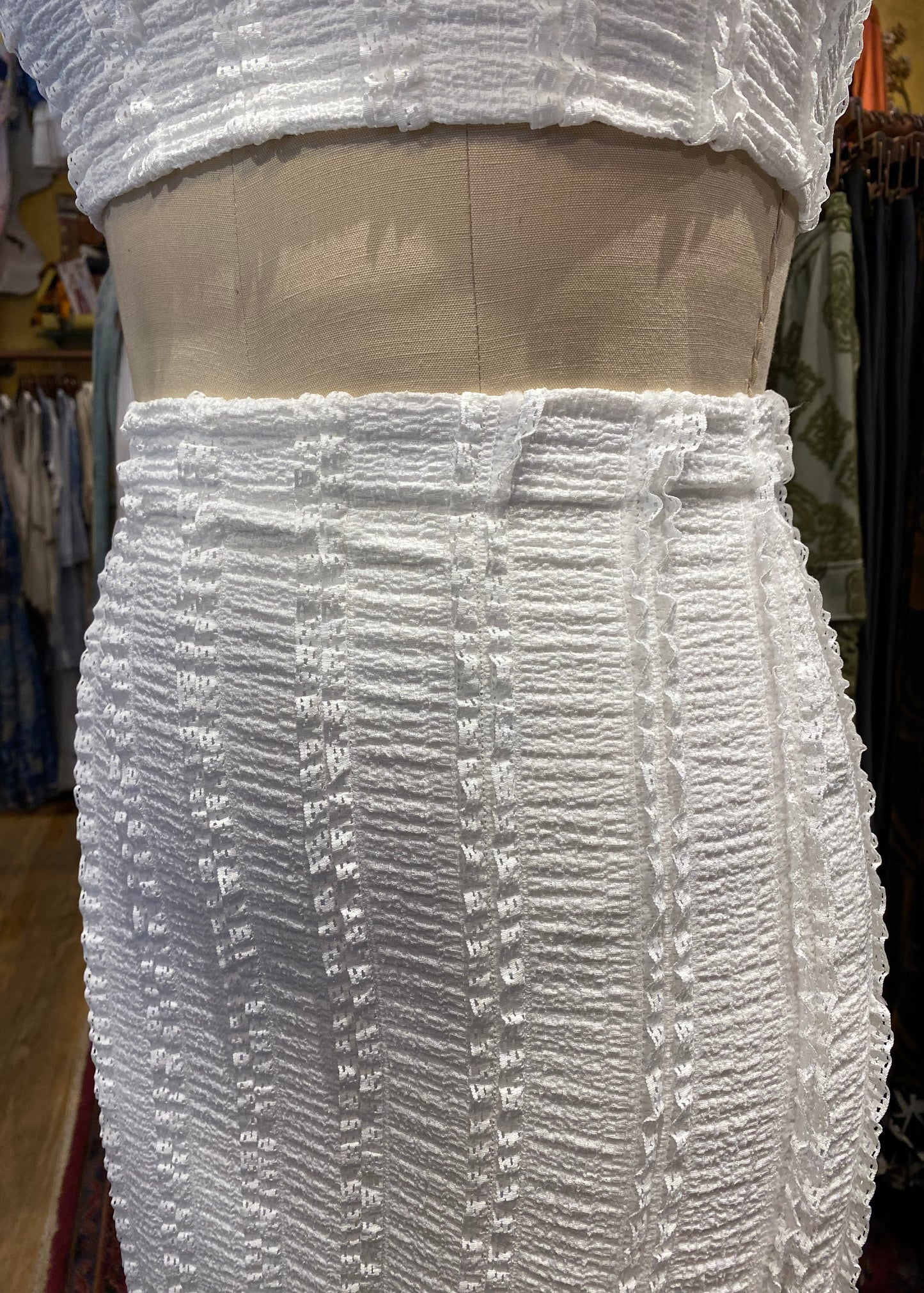 Side Ruched Long Pencil Skirt - White