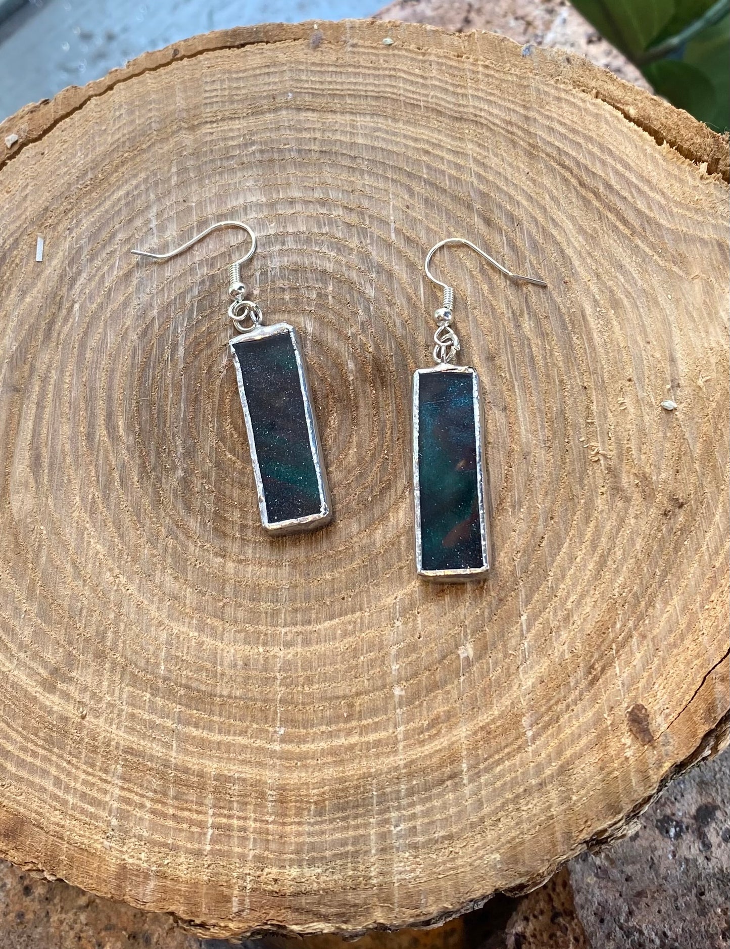 Stained Glass Rectangle Earrings - KC19*