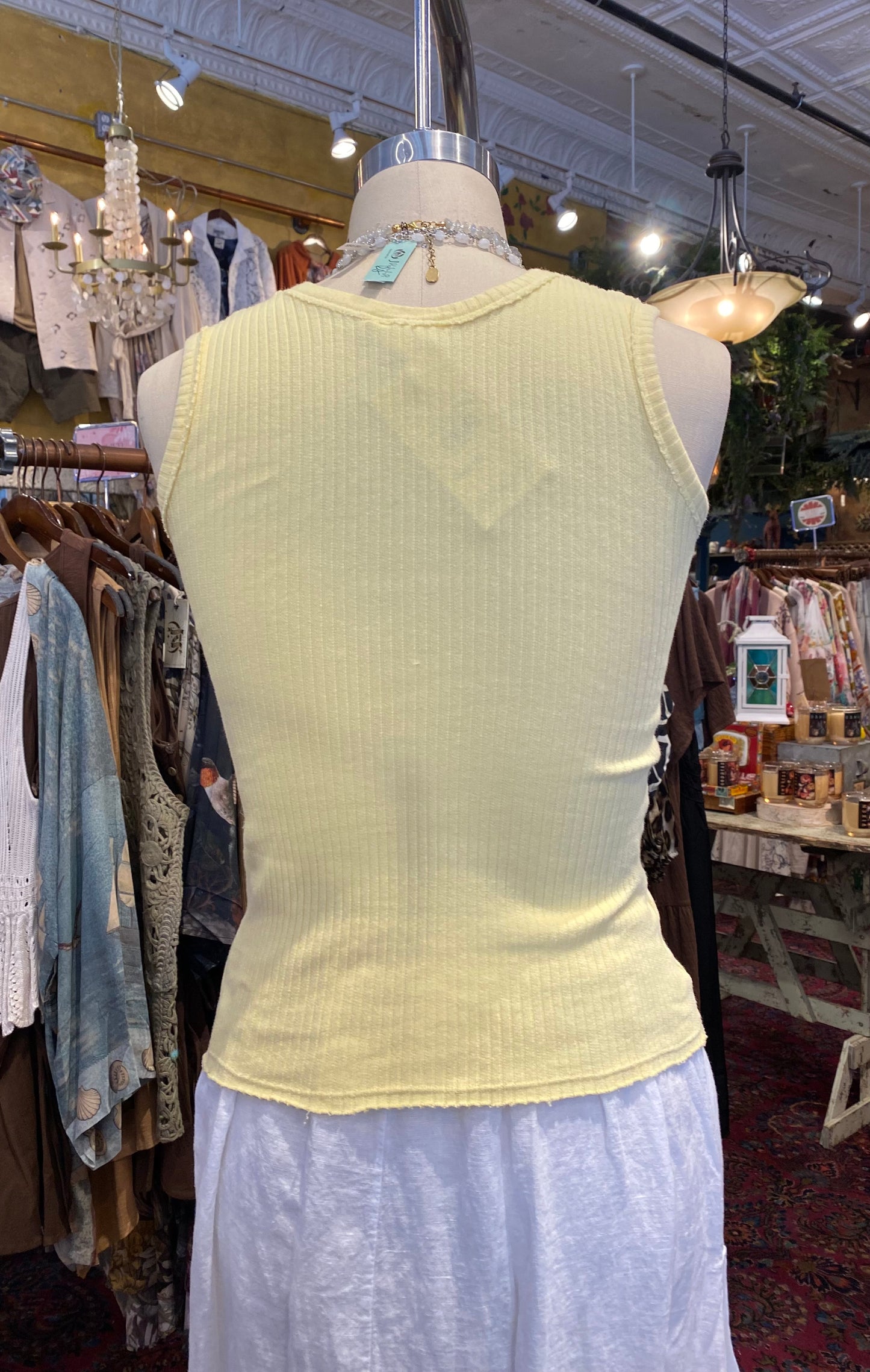 Fitted Ribbed Tank Top - Marigold