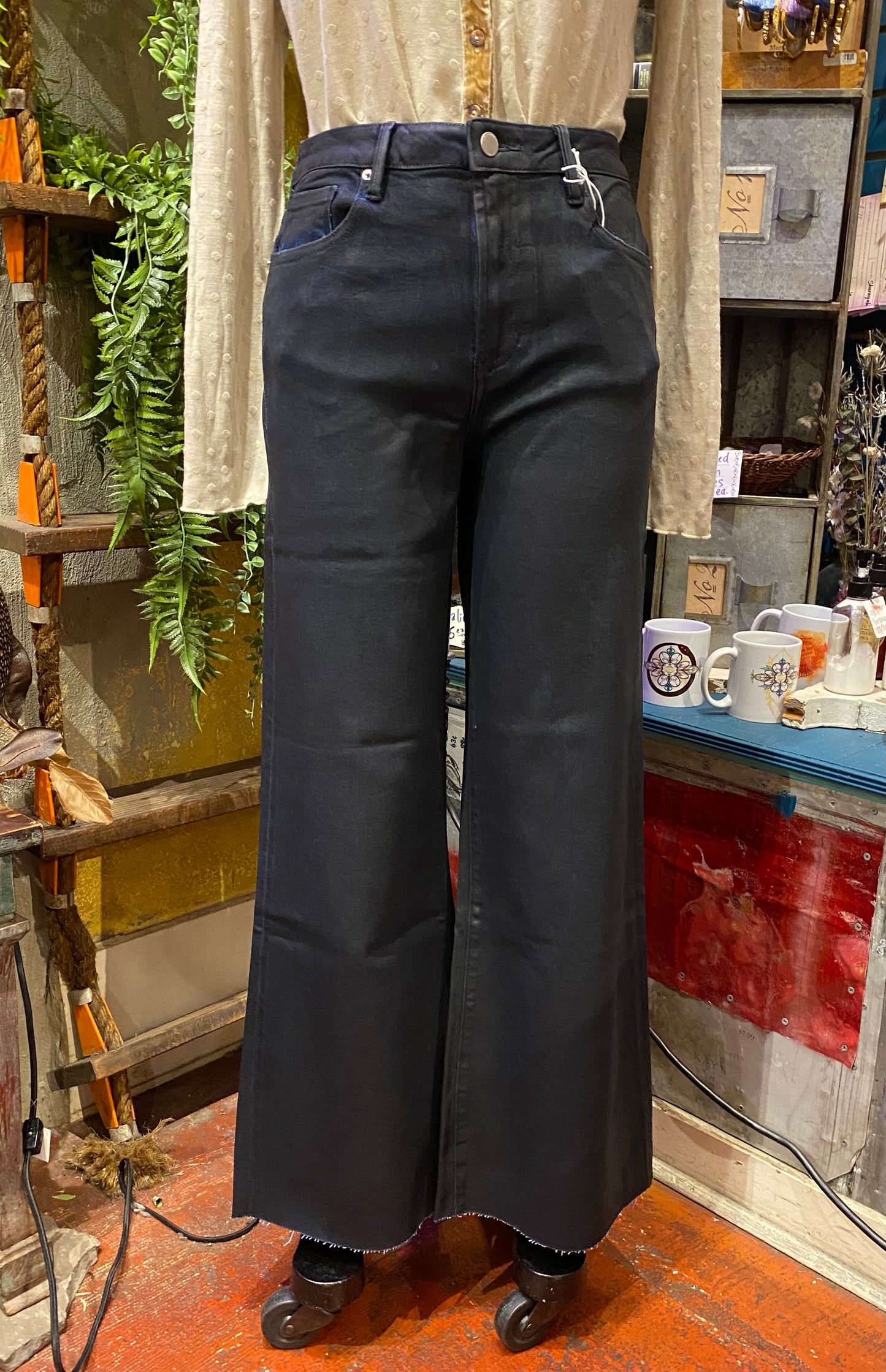 Fiona Wide Leg Jean - Denim Paint