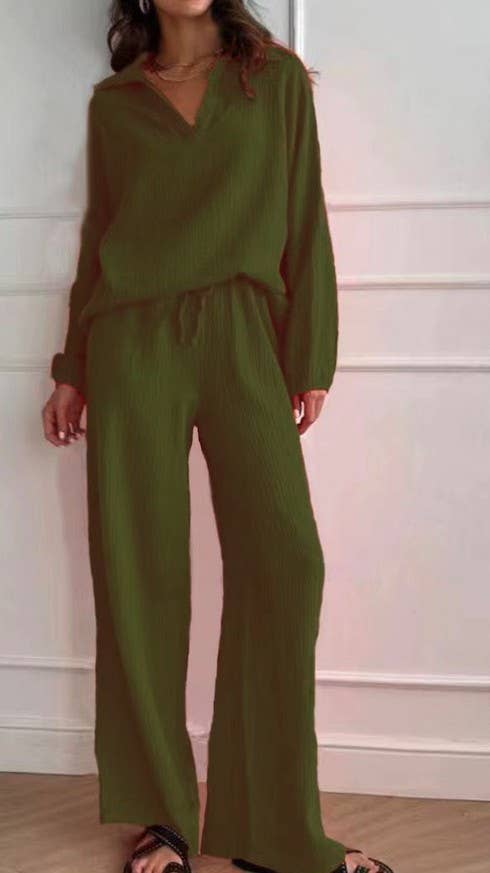 Comfy Long Sleeve V Neck - Green