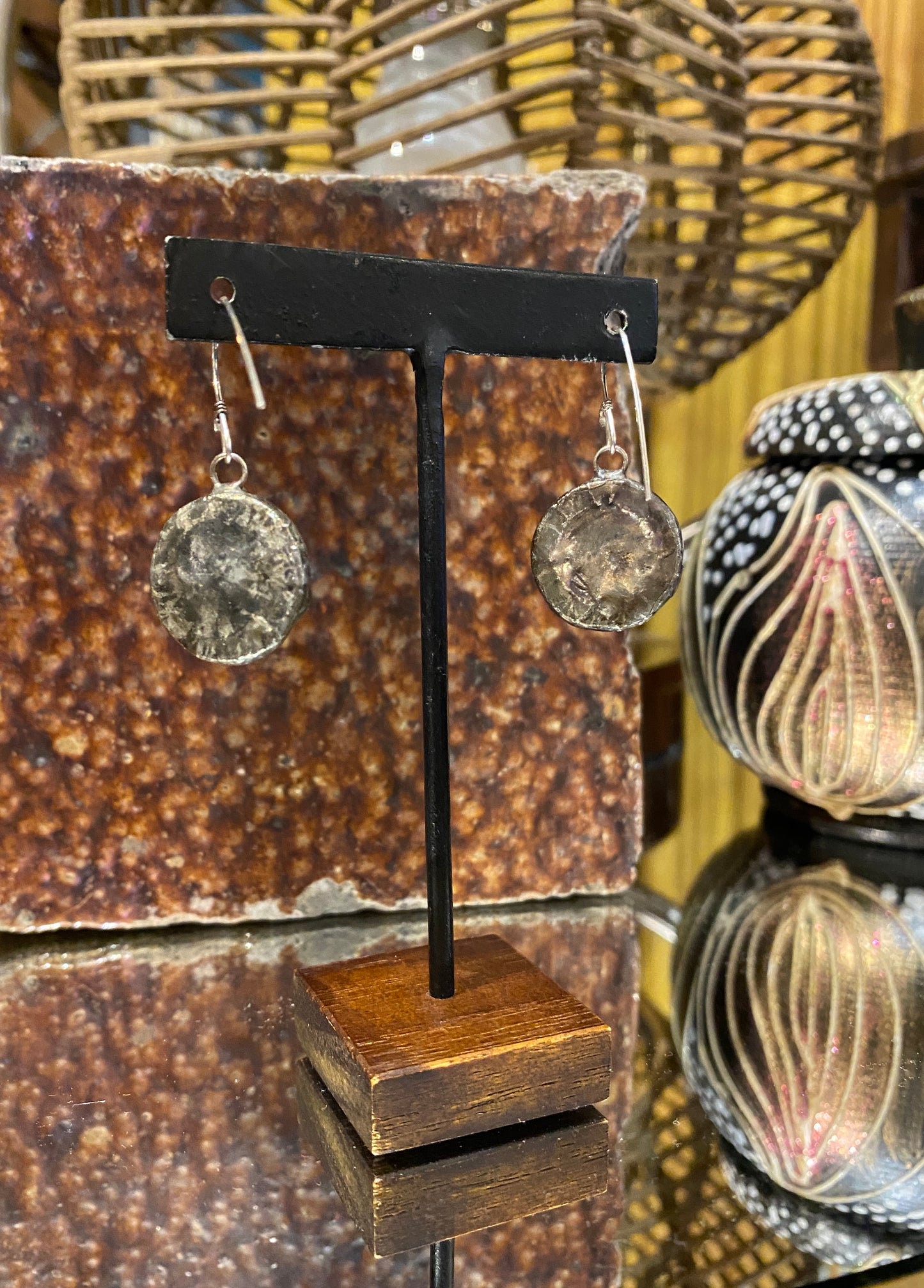 Vintage Round Japanese Floral Earrings