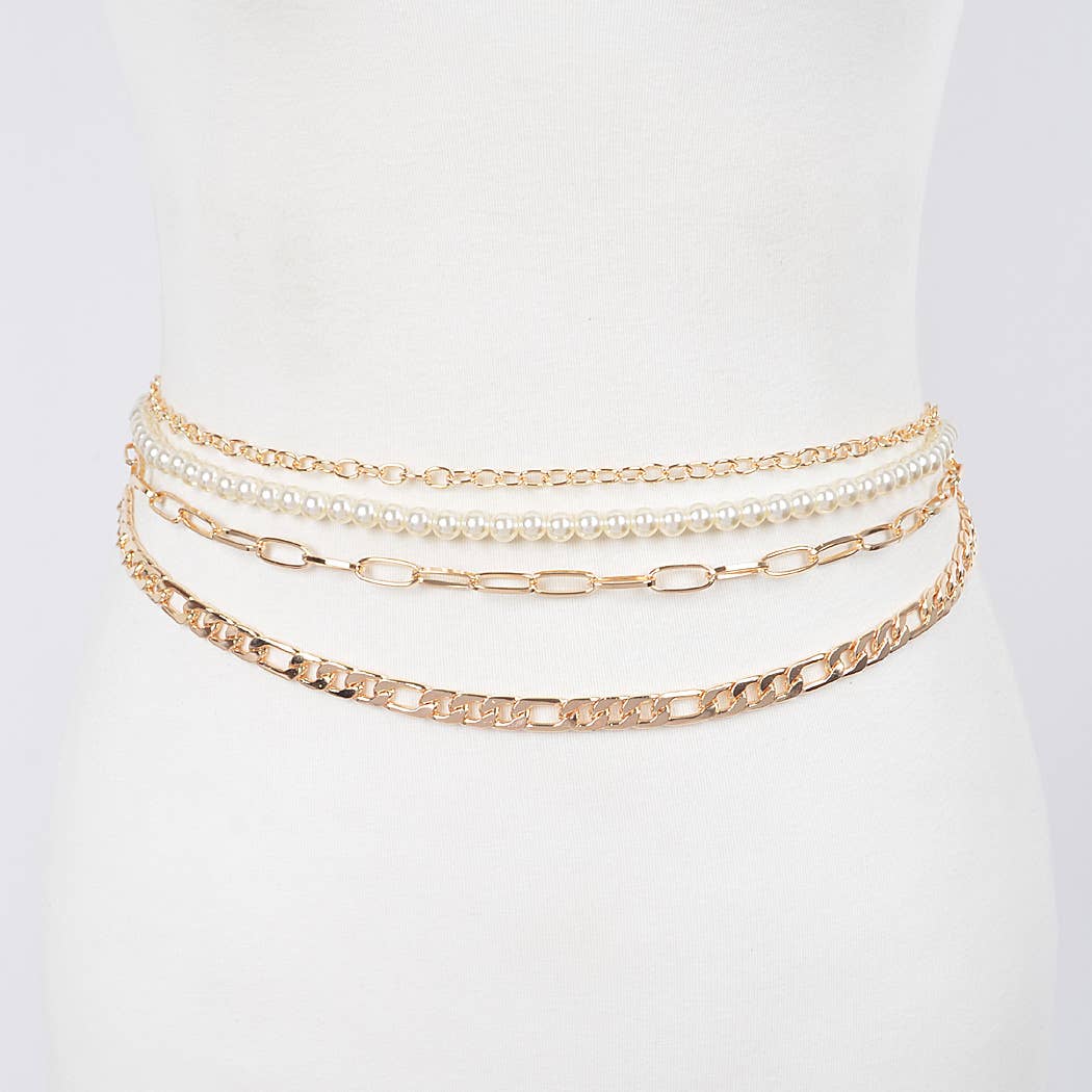 Multi Layered Chain Belt - Gold