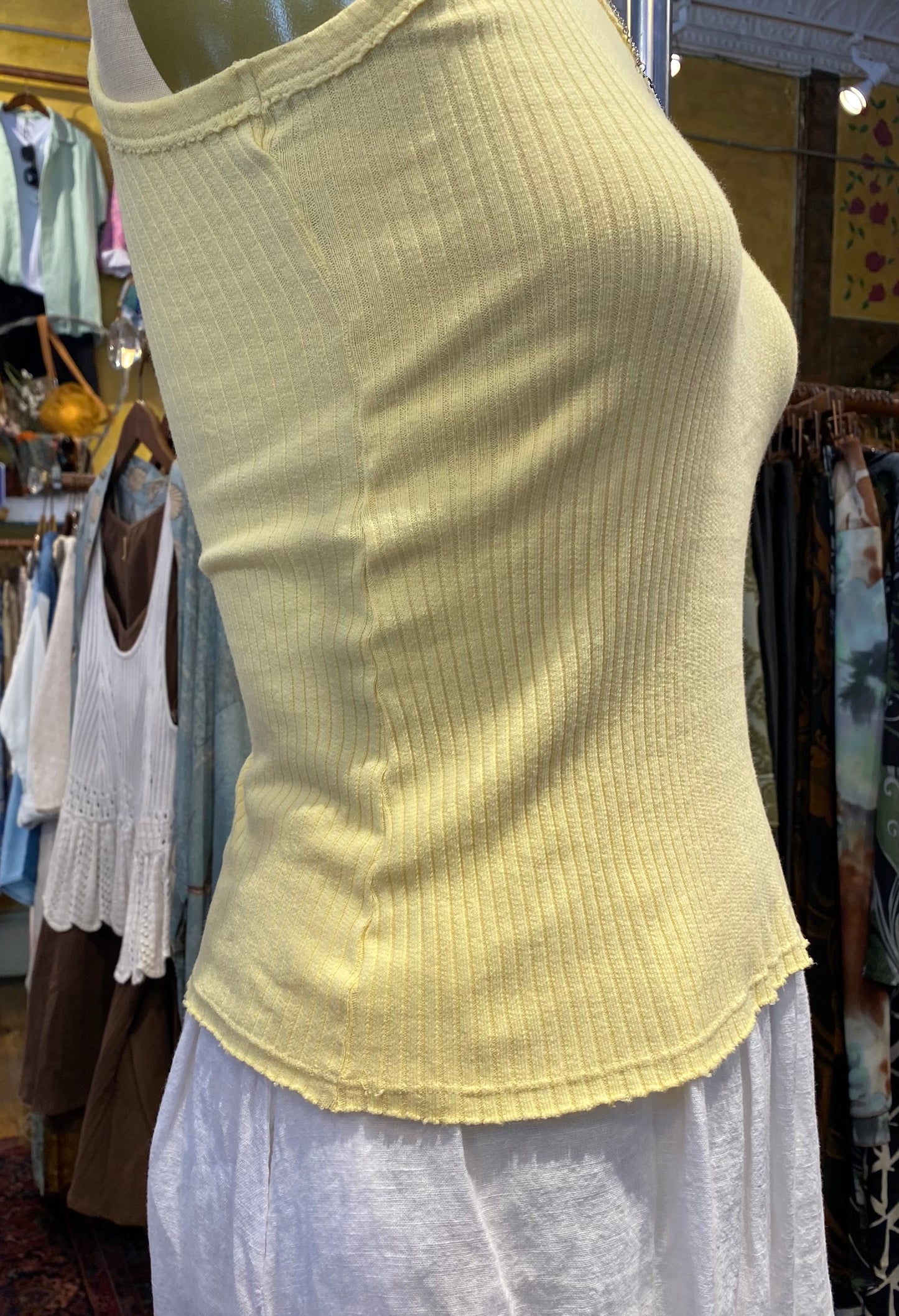 Fitted Ribbed Tank Top - Marigold