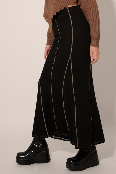 Inverted Seam Flared Maxi Skirt - La De Da