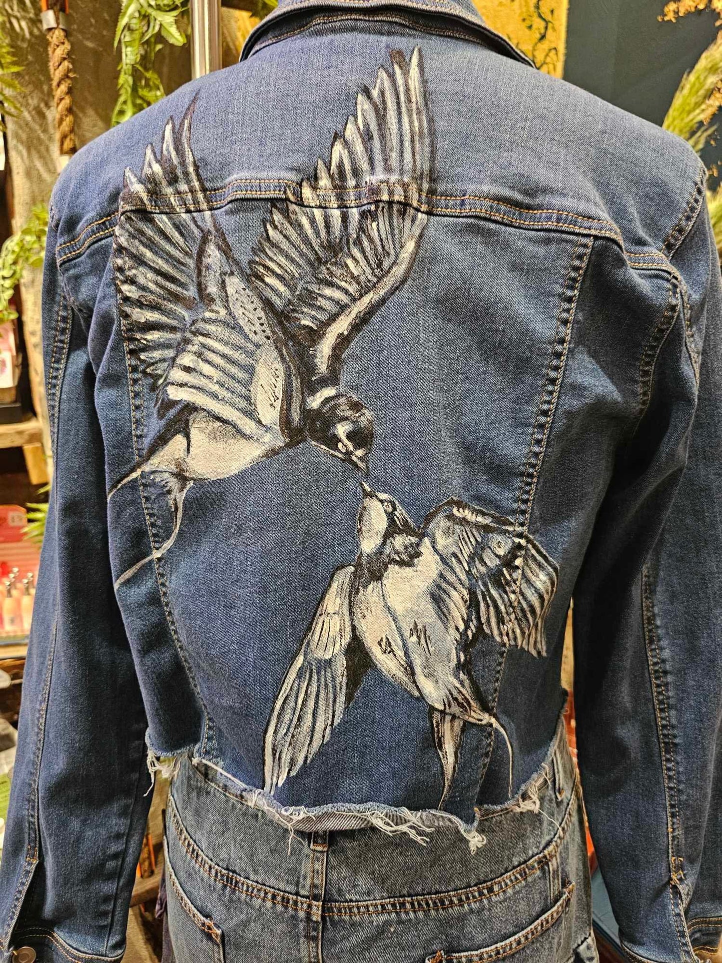 Cropped Denim Jacket- Handpainted & Upcycled - IH5*