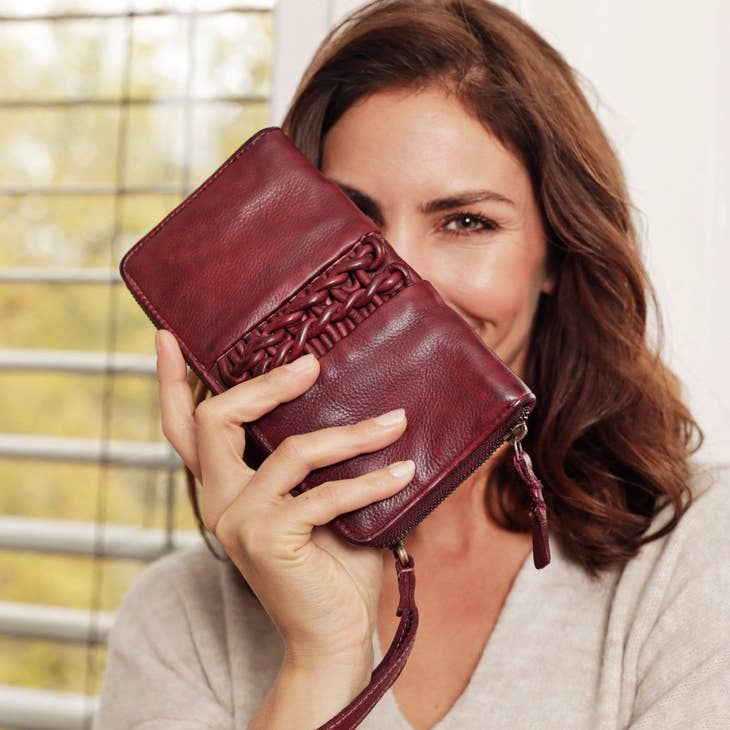 Mels Braided Leather Continental Wallet - La De Da