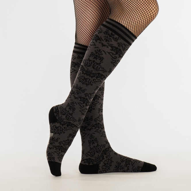 Bat Damask Knee High Socks - La De Da