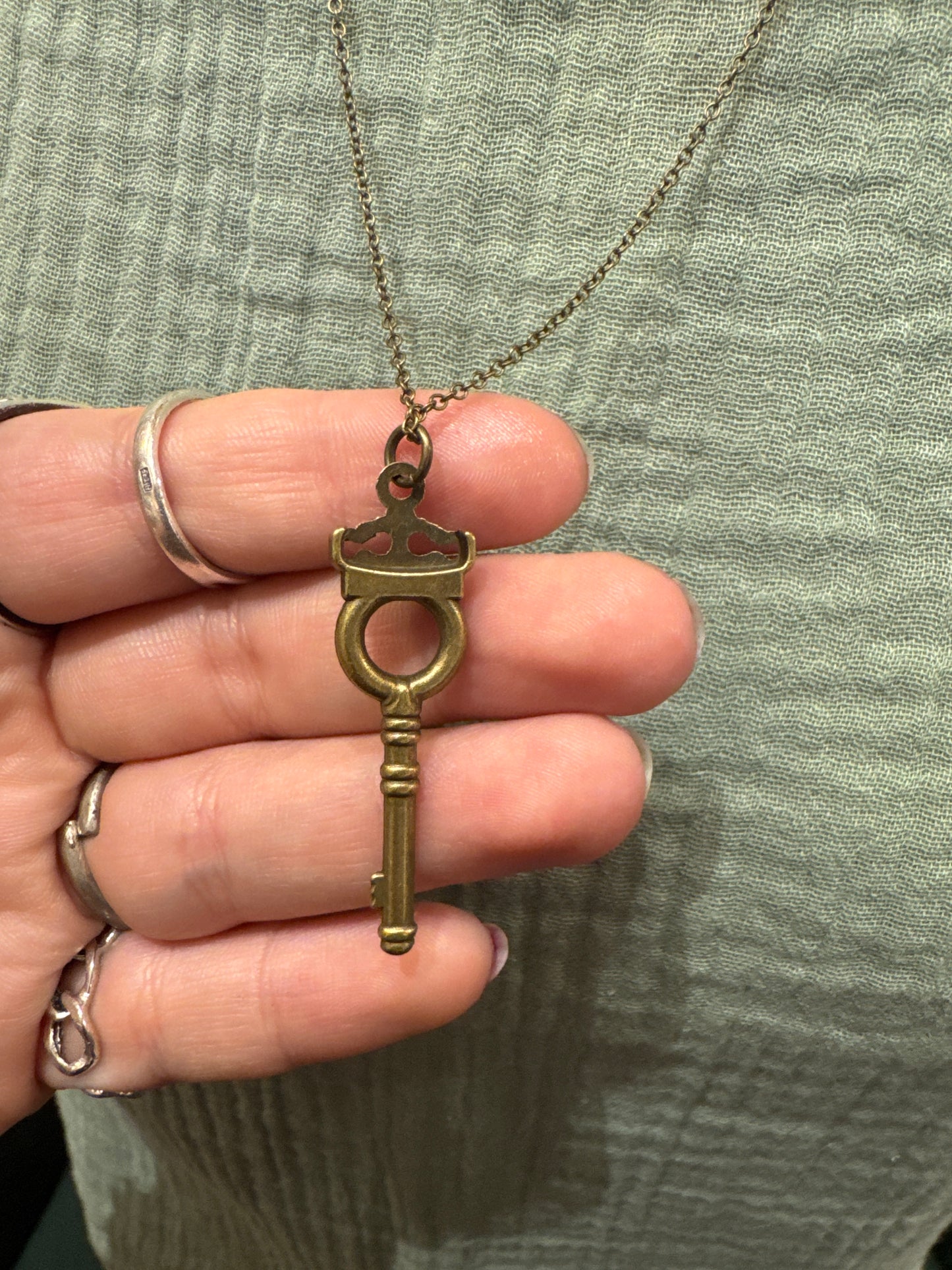 Bronze Key Necklace - A