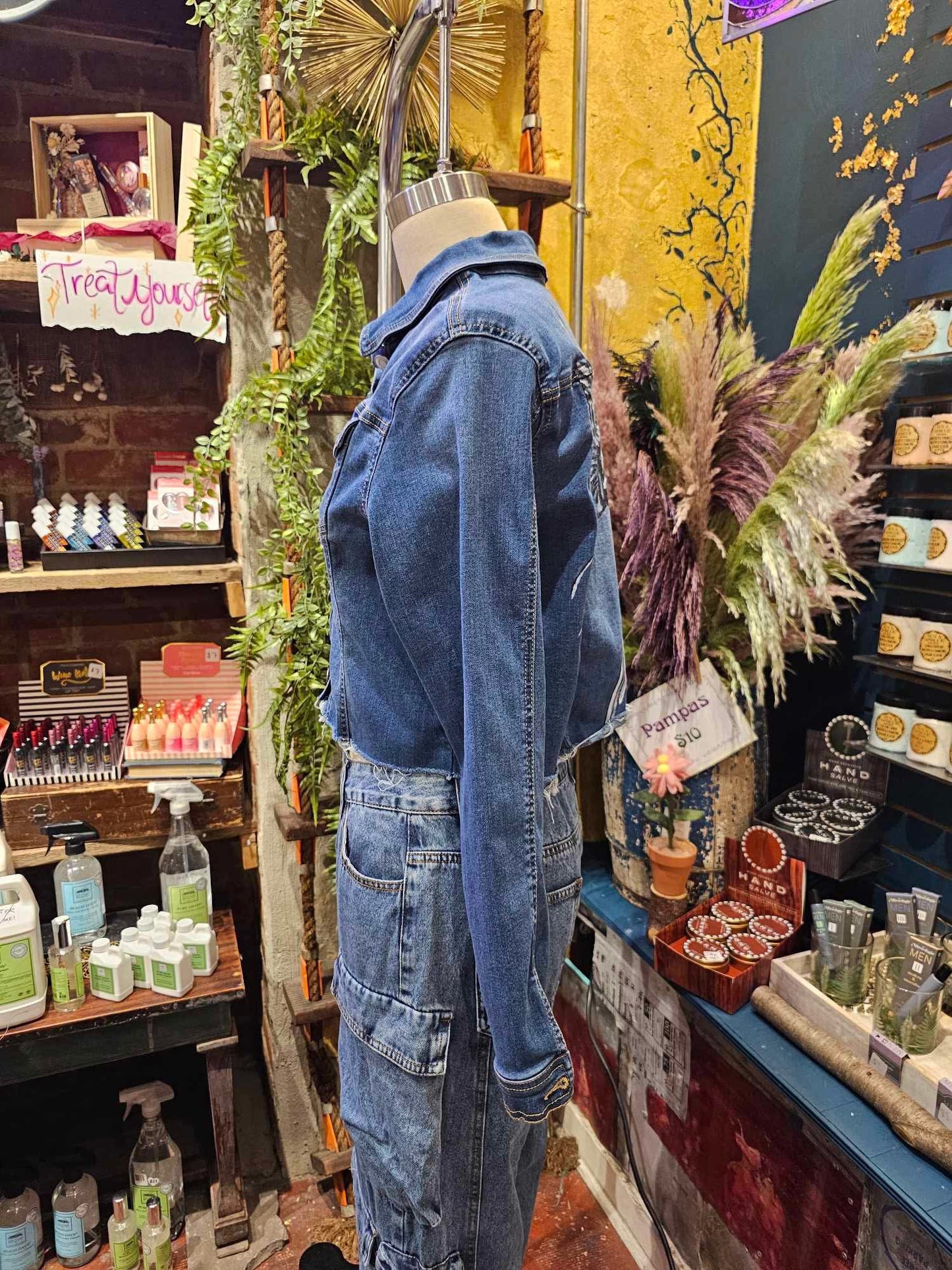 Cropped Denim Jacket- Handpainted & Upcycled - IH5*