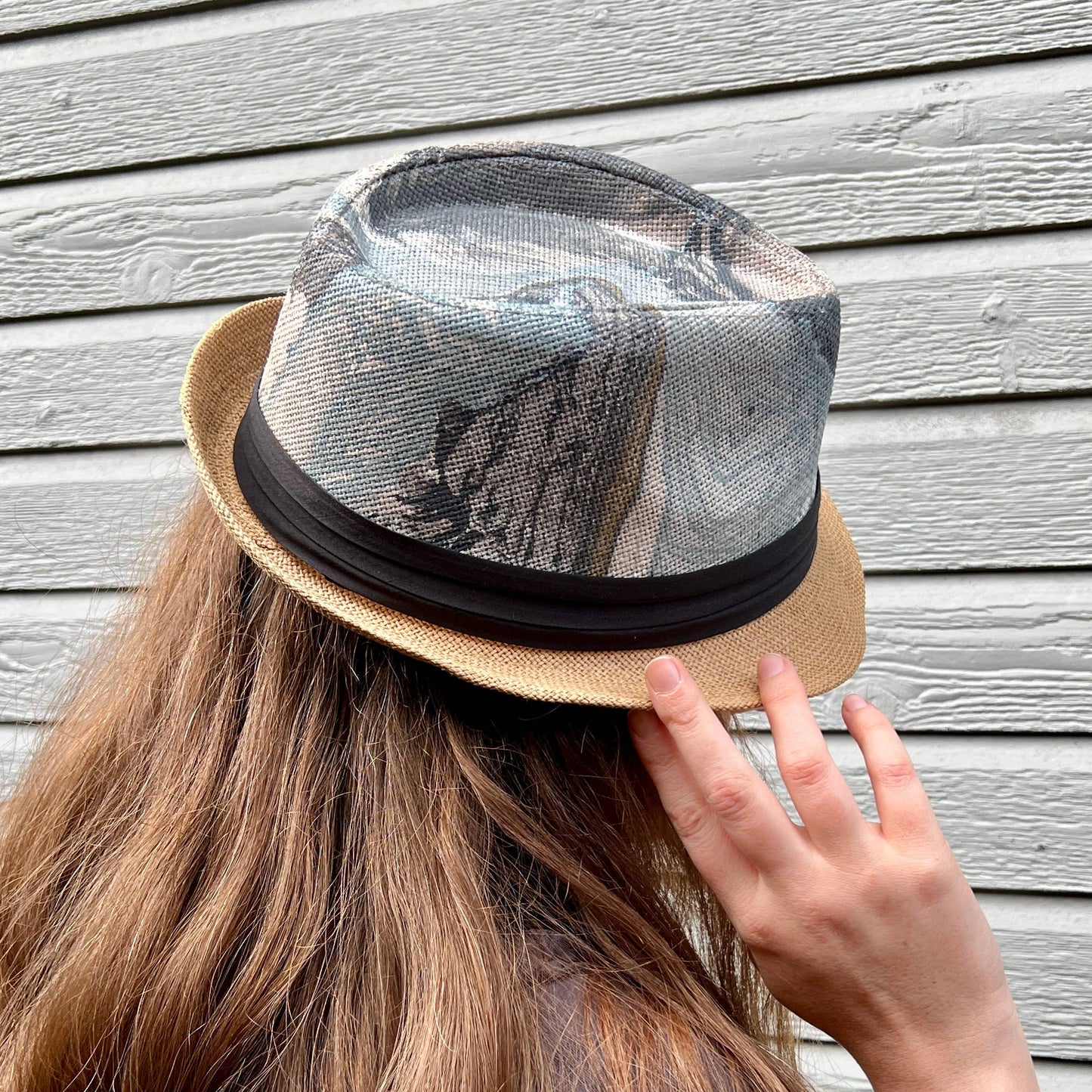Marbled Straw Fedora - Gray