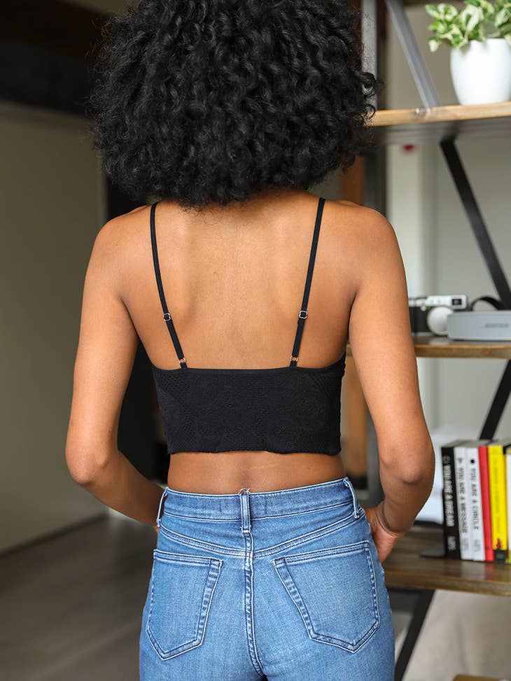 Seamless Padded V Neck Brami Black - La De Da