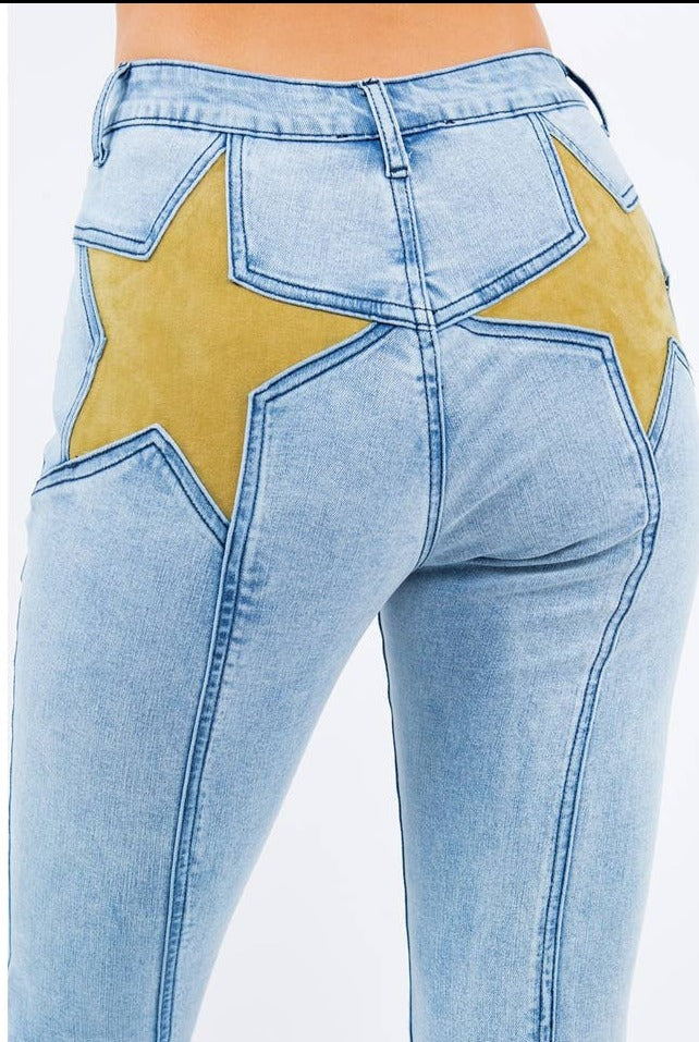 Suede Star Back Flares - La De Da