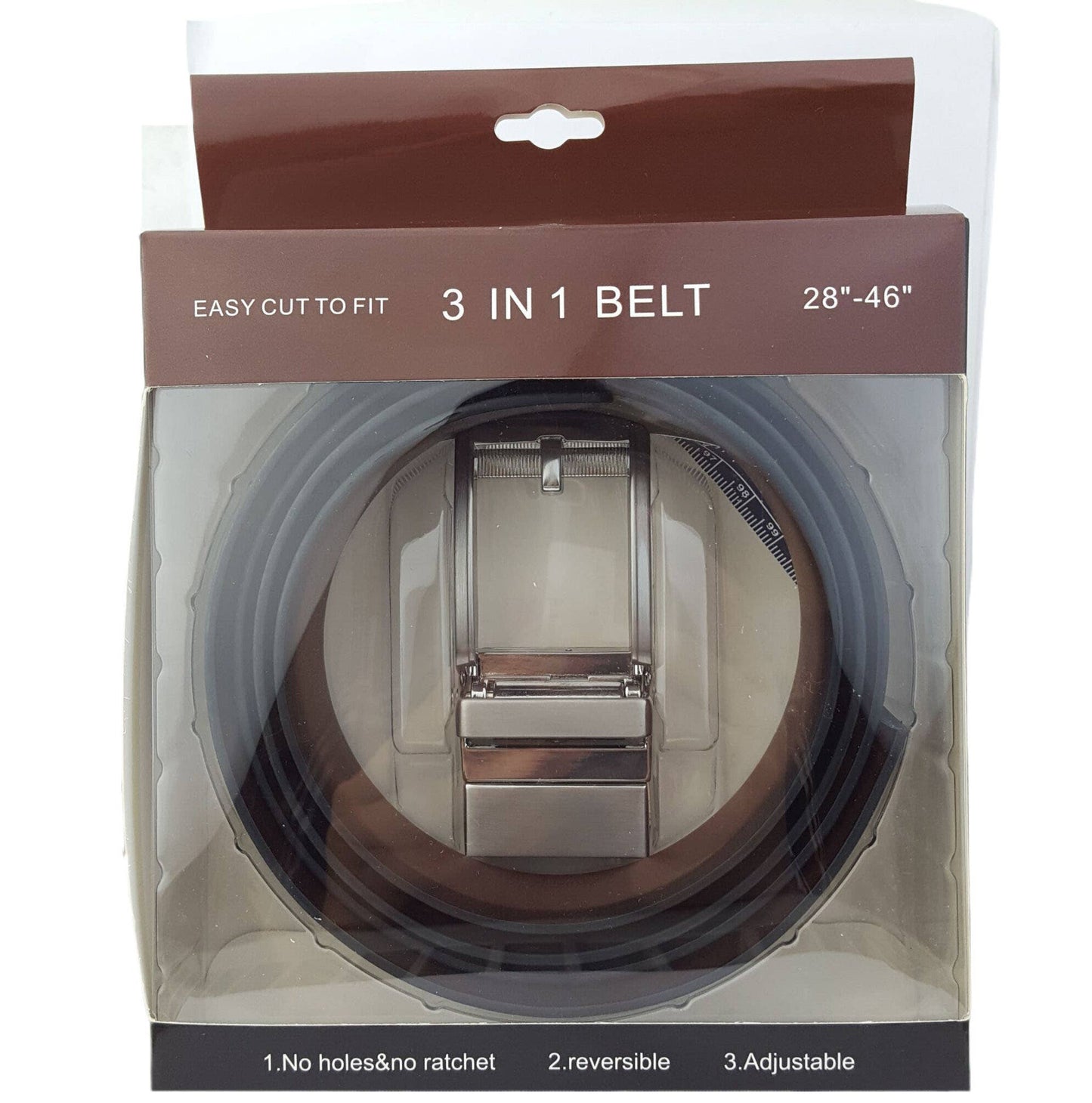 Men's Comfortable, "NO HOLE" Classic Reversible Belt
