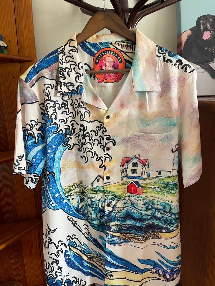 The Great Wave Off Nubble Lighthouse Button Up - La De Da