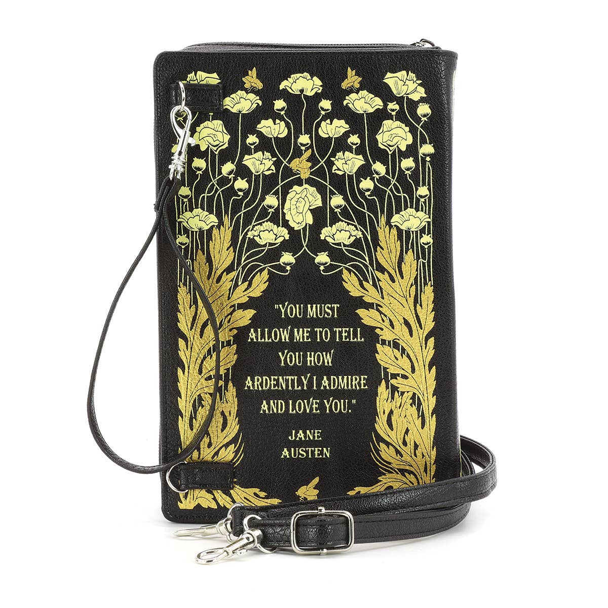 Pride and Prejudice Floral Book Clutch/Crossbody Bag