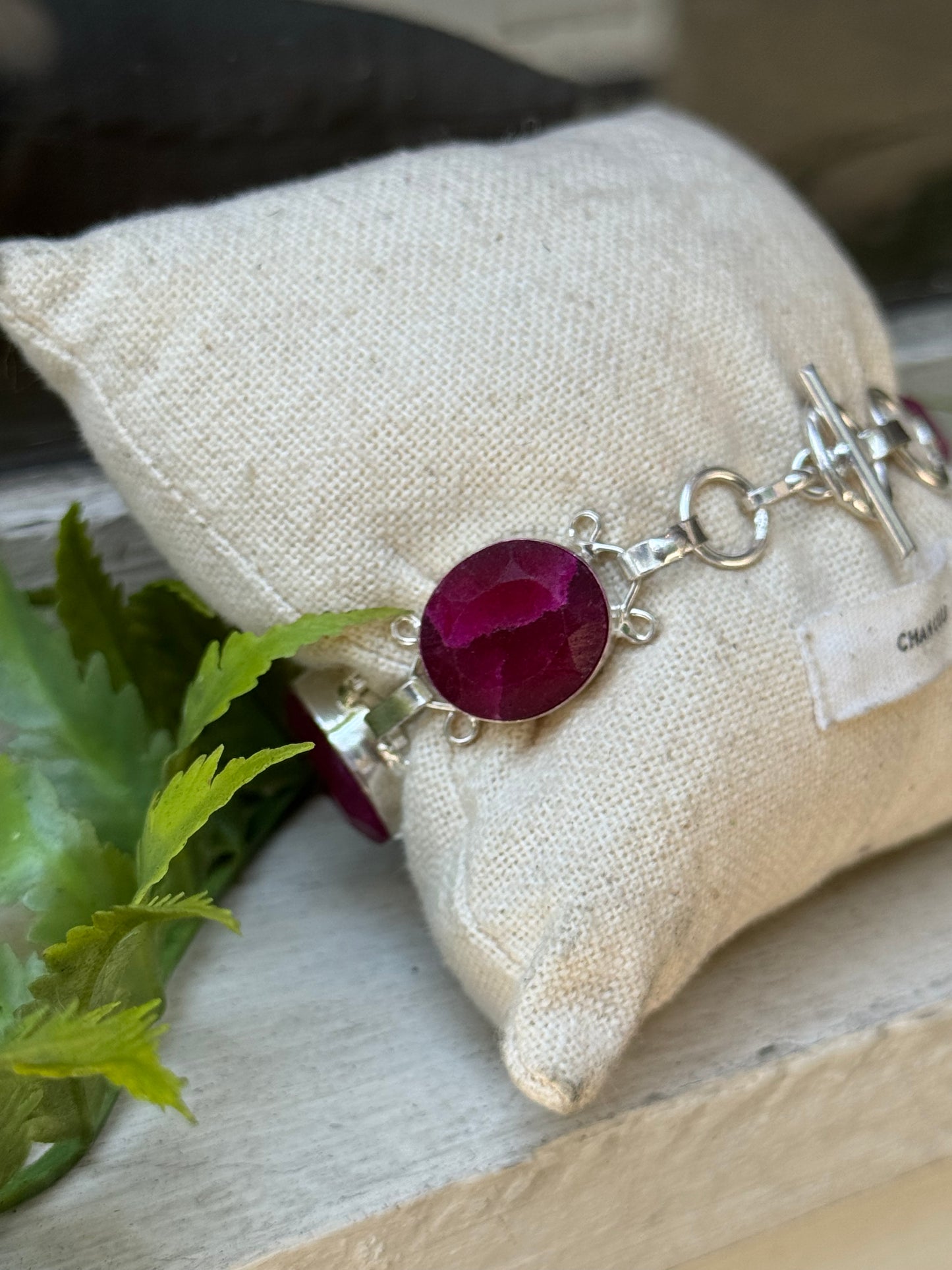 Dyed Ruby Silver Bracelet