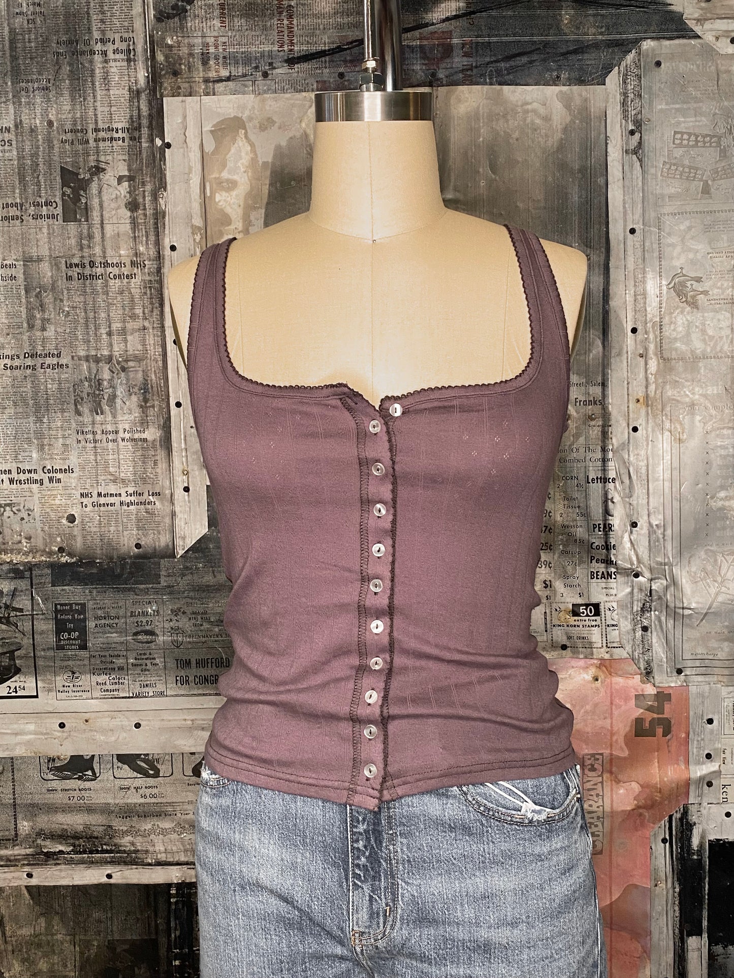 End Game Pointelle Tank - Volcanic Glass