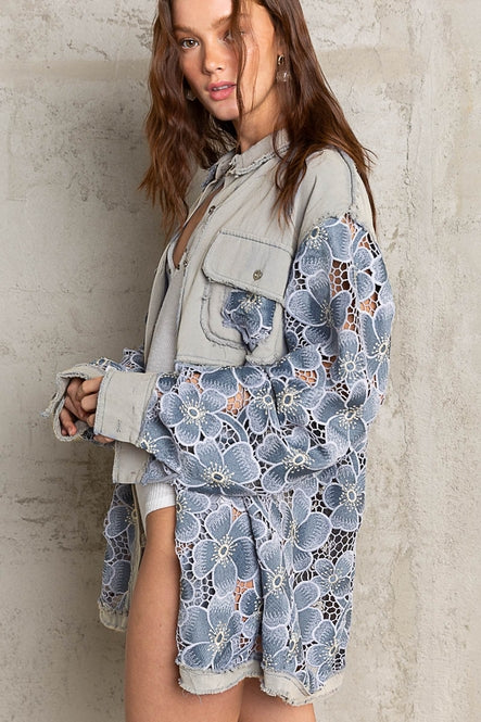 Oversize Contrast Shirt Jacket - La De Da