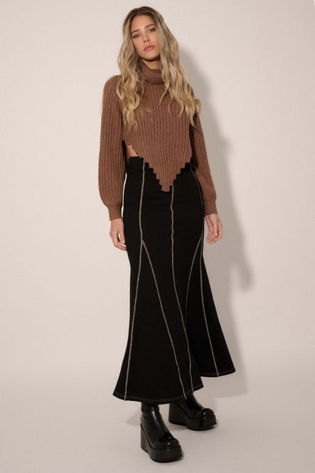 Inverted Seam Flared Maxi Skirt - La De Da