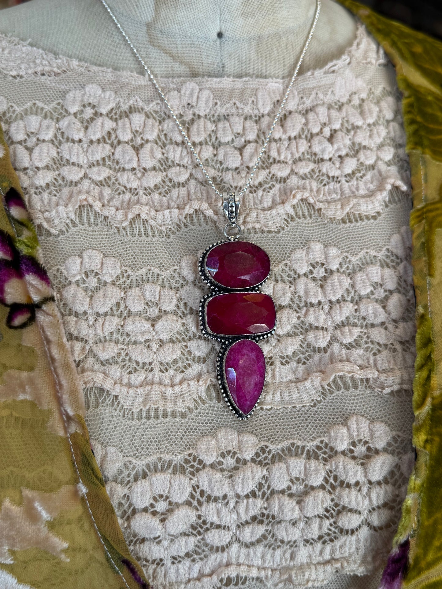 Triple Dyed Ruby Pendant