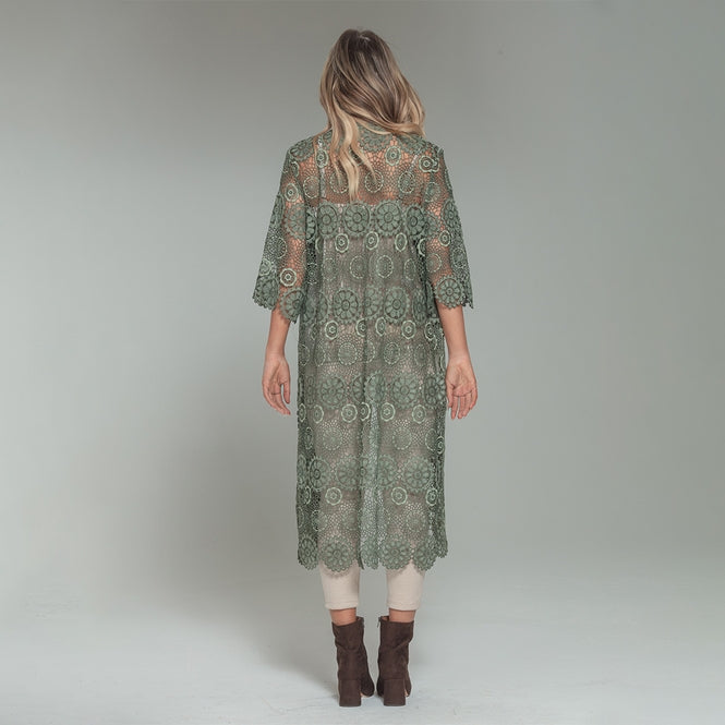 Crochet Lace Duster - Olive - La De Da