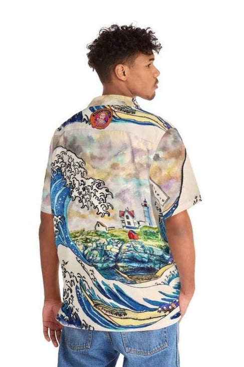 The Great Wave Off Nubble Lighthouse Button Up - La De Da