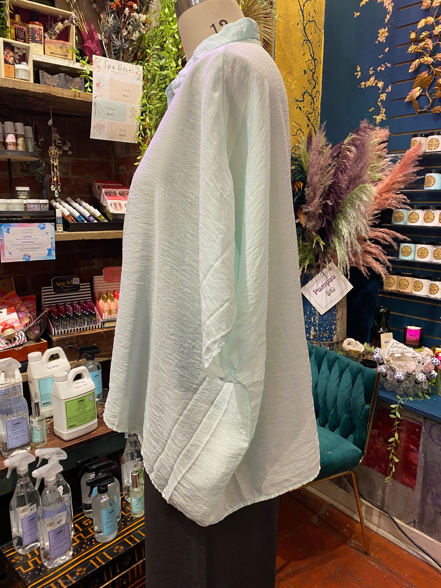 Oversized Button-Down Shirt - Fountain