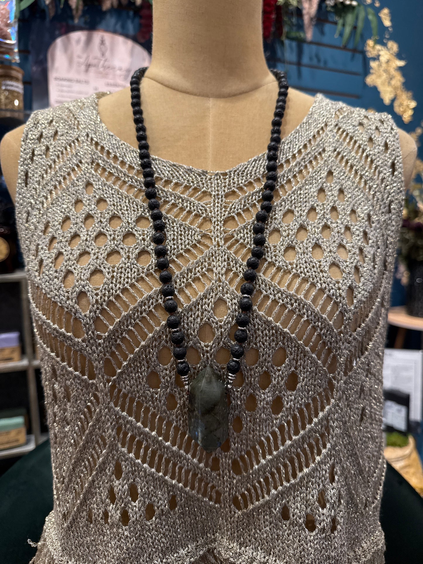 Vesuvius Lava and Labradorite Necklace