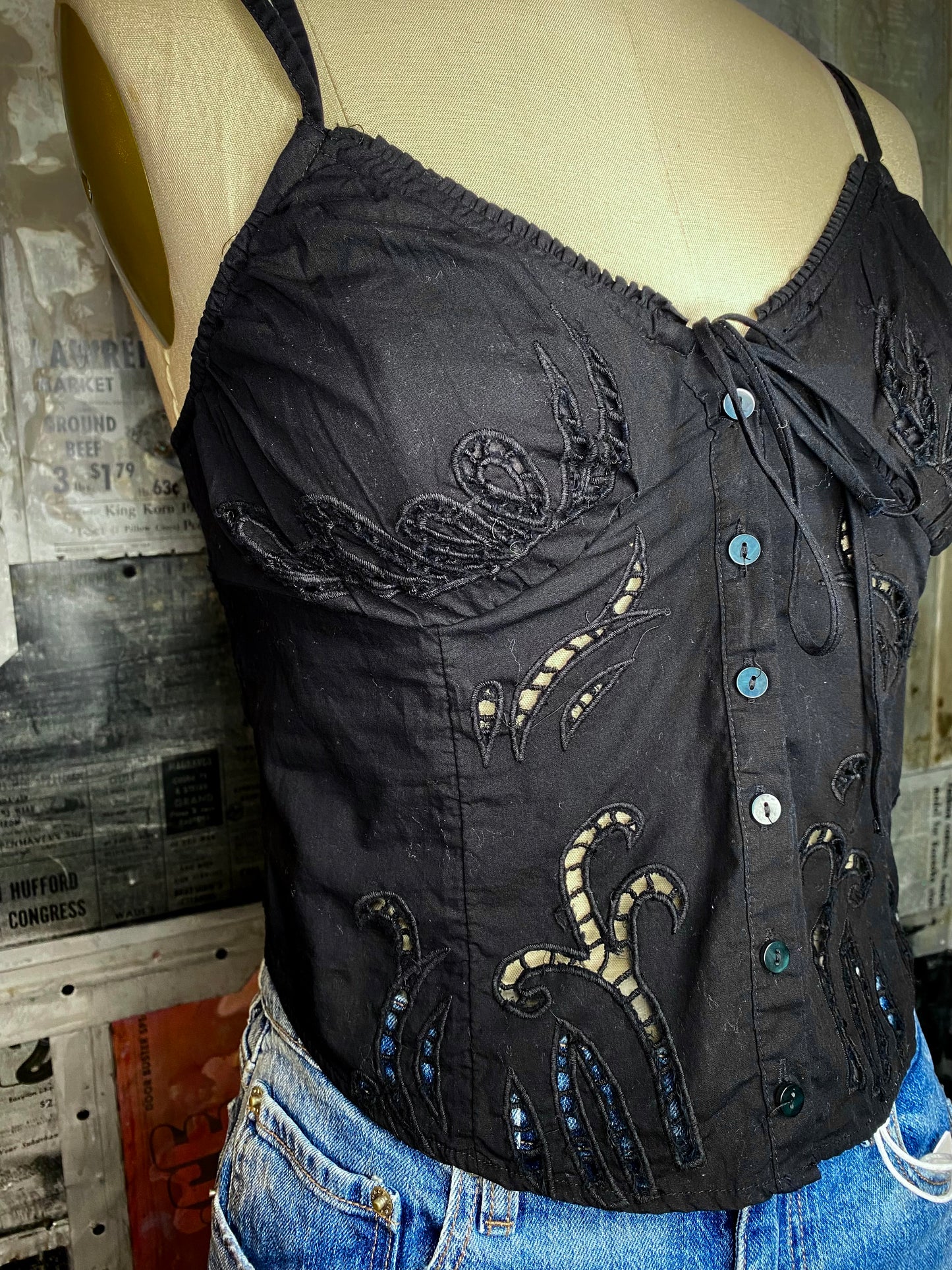 Sweet Sammi Eyelet Top - Black